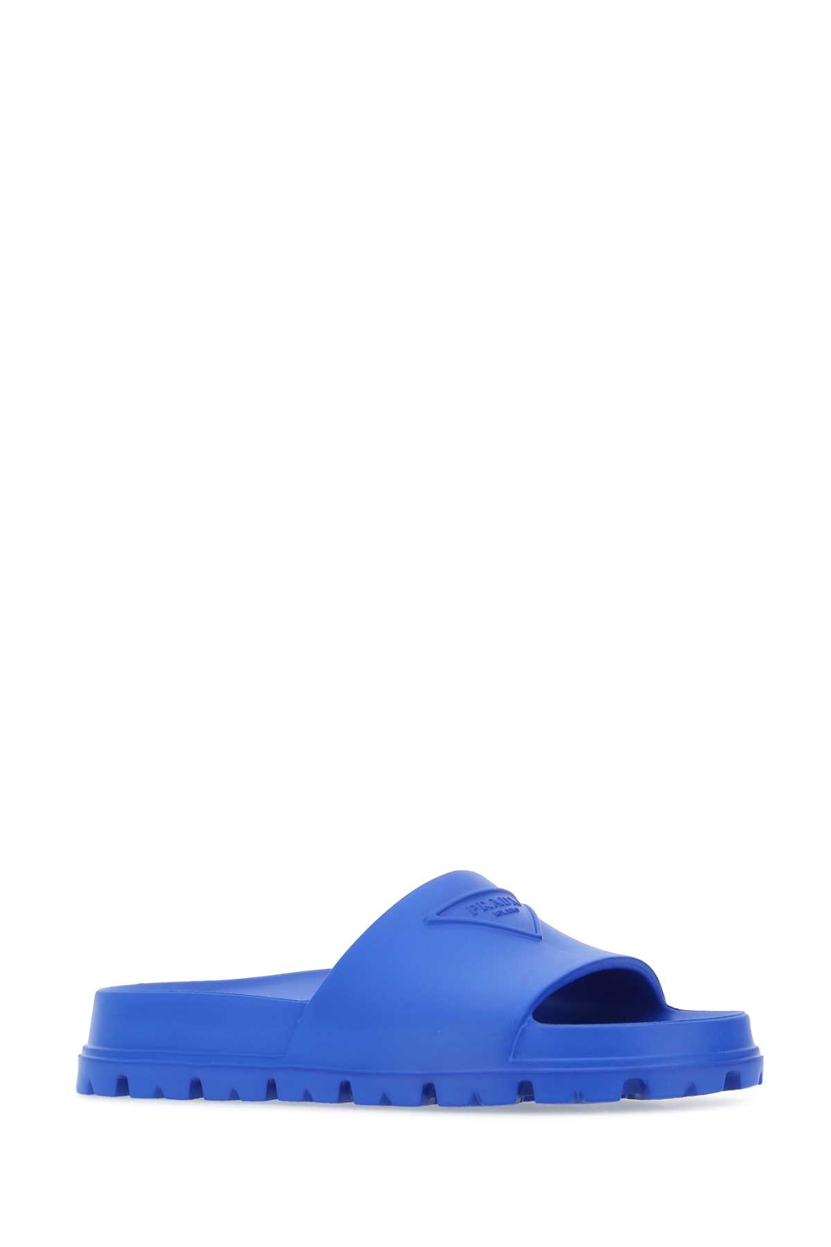 Prada Blue Rubber Slippers In F0013