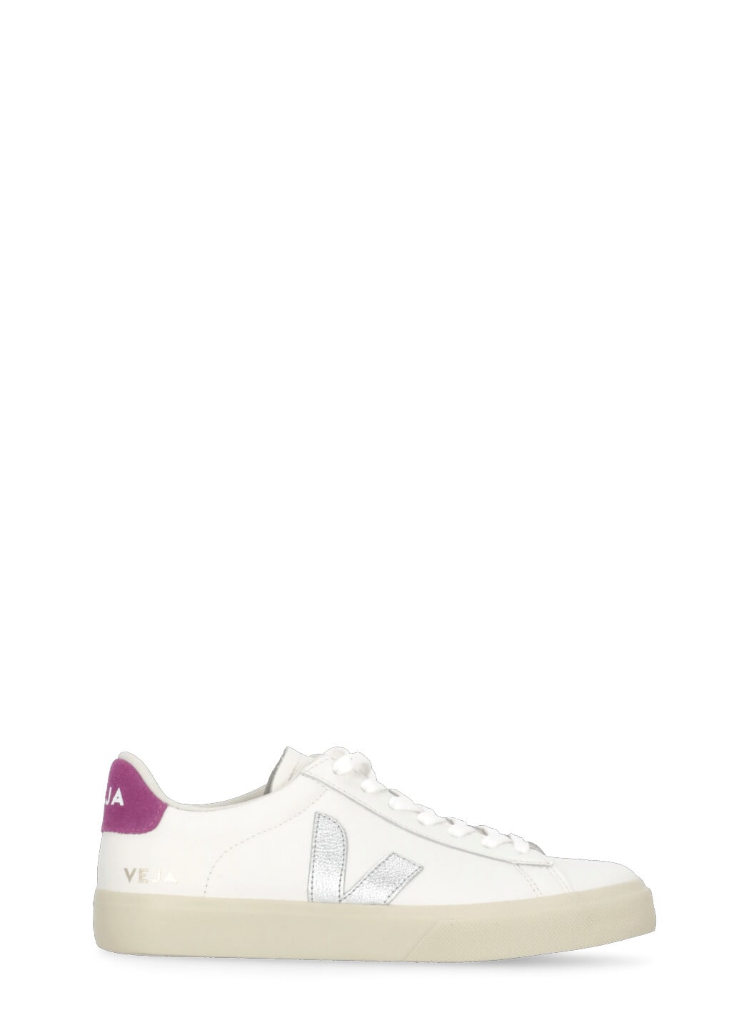 Veja Campo White Low Top Sneakers With Contrasting Heel With Logo Lettering And Logo Patch On The Side In In White