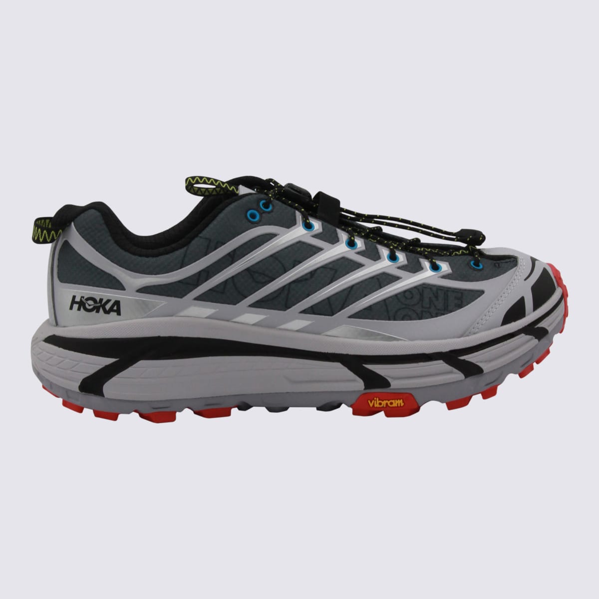 Hoka Mesh Trail Shoes With Quick-lace System In Gray