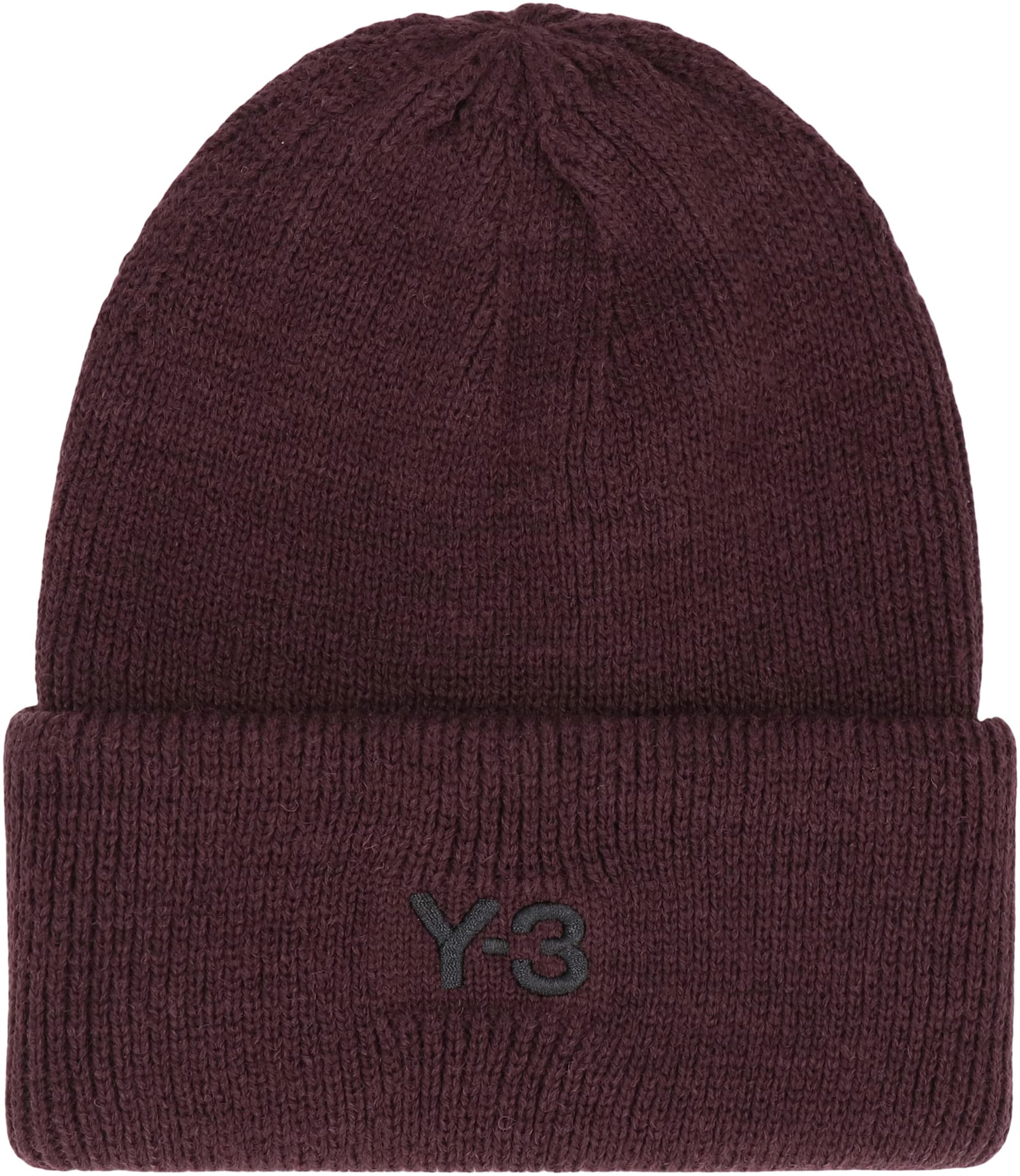 Y-3 Embroidered-logo Beanie Hat In Burgundy