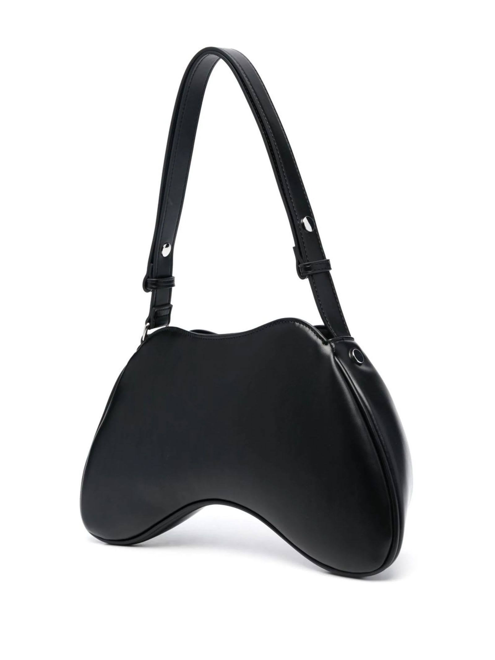 Shop Diesel Black Play Asymmetric Tote Bag