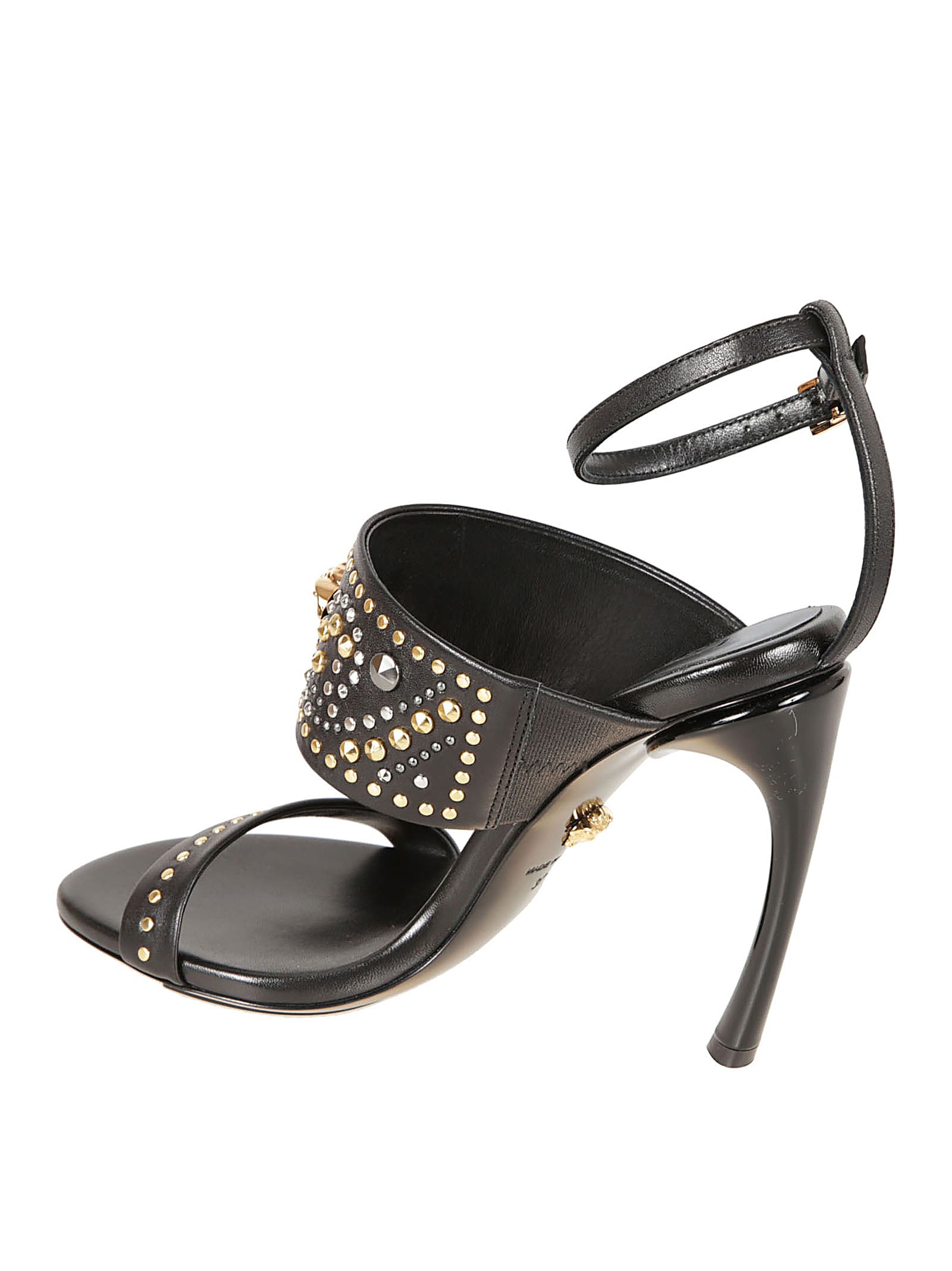 Versace La Medusa 105 Studded Leather Sandals In Black