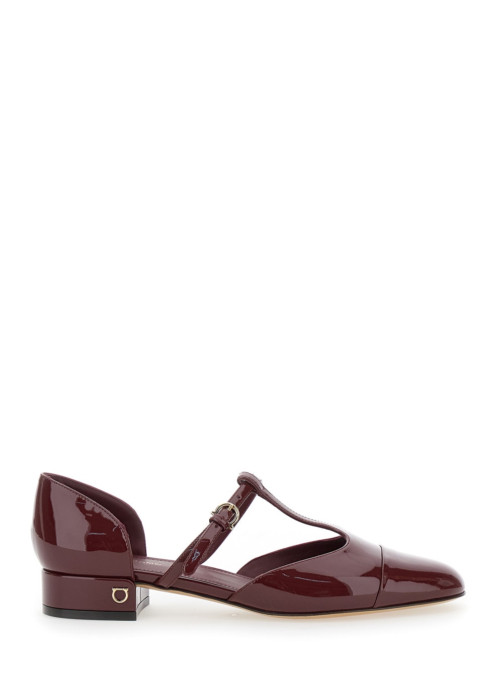 Shop Ferragamo Lainette Bordeaux Ballet Shoes With T-strap And Round Toe In Leather Woman