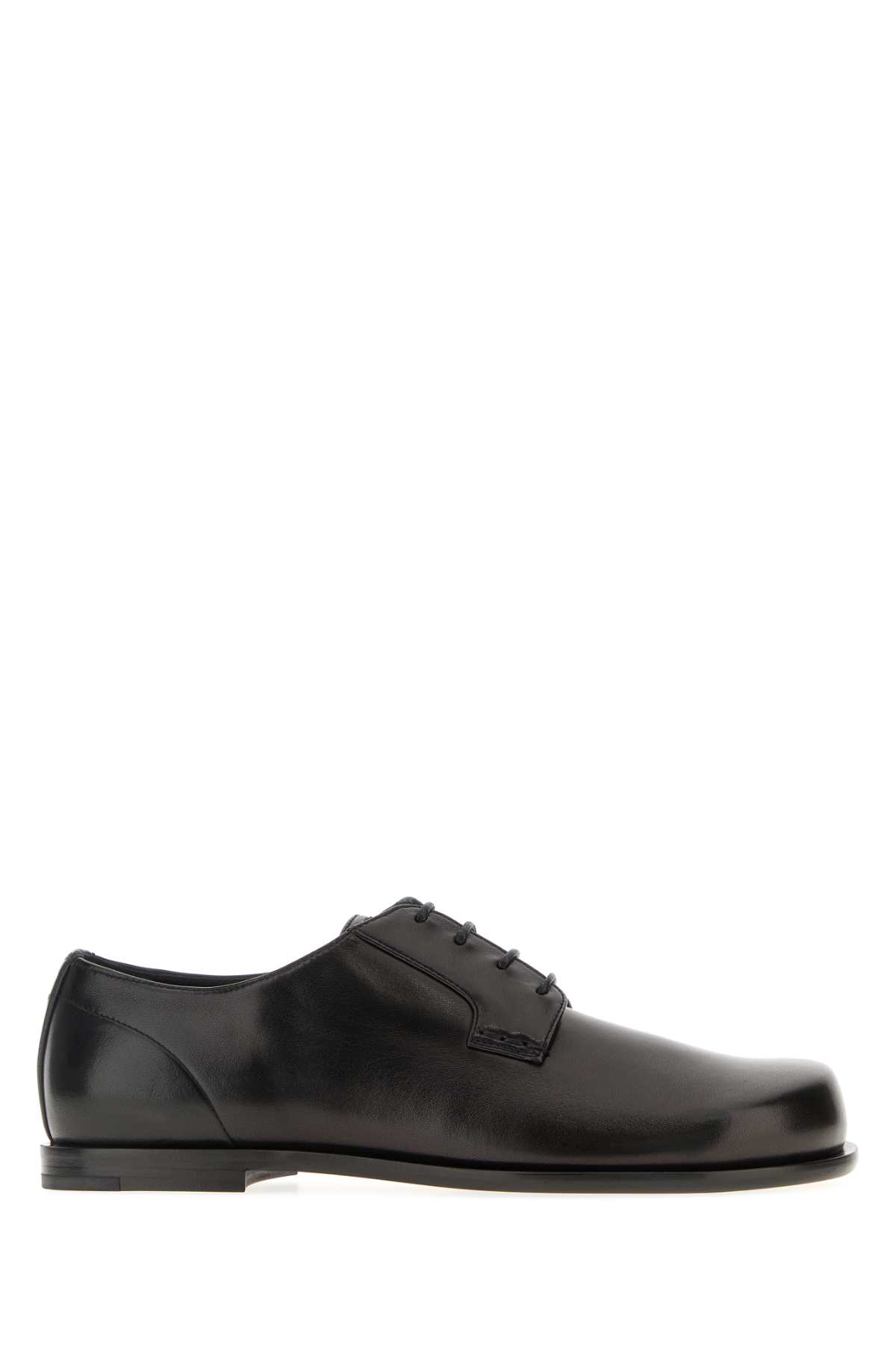Fendi Leather Lace-up Shoes Squared Toe In Black