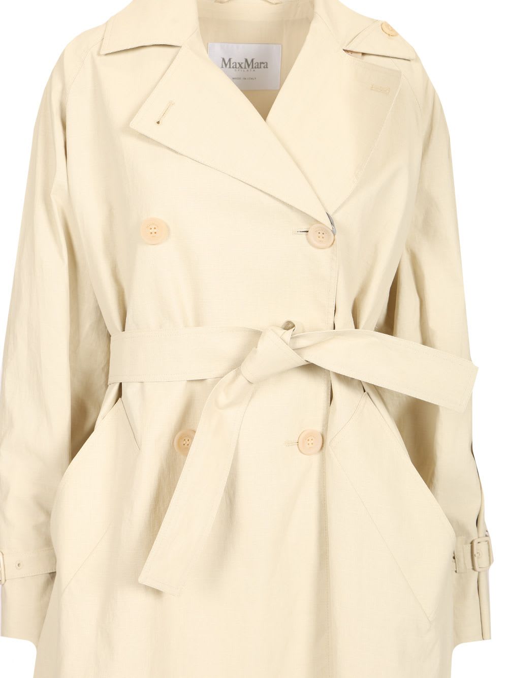 Max Mara Long Trench Coat Ronco In Neutral