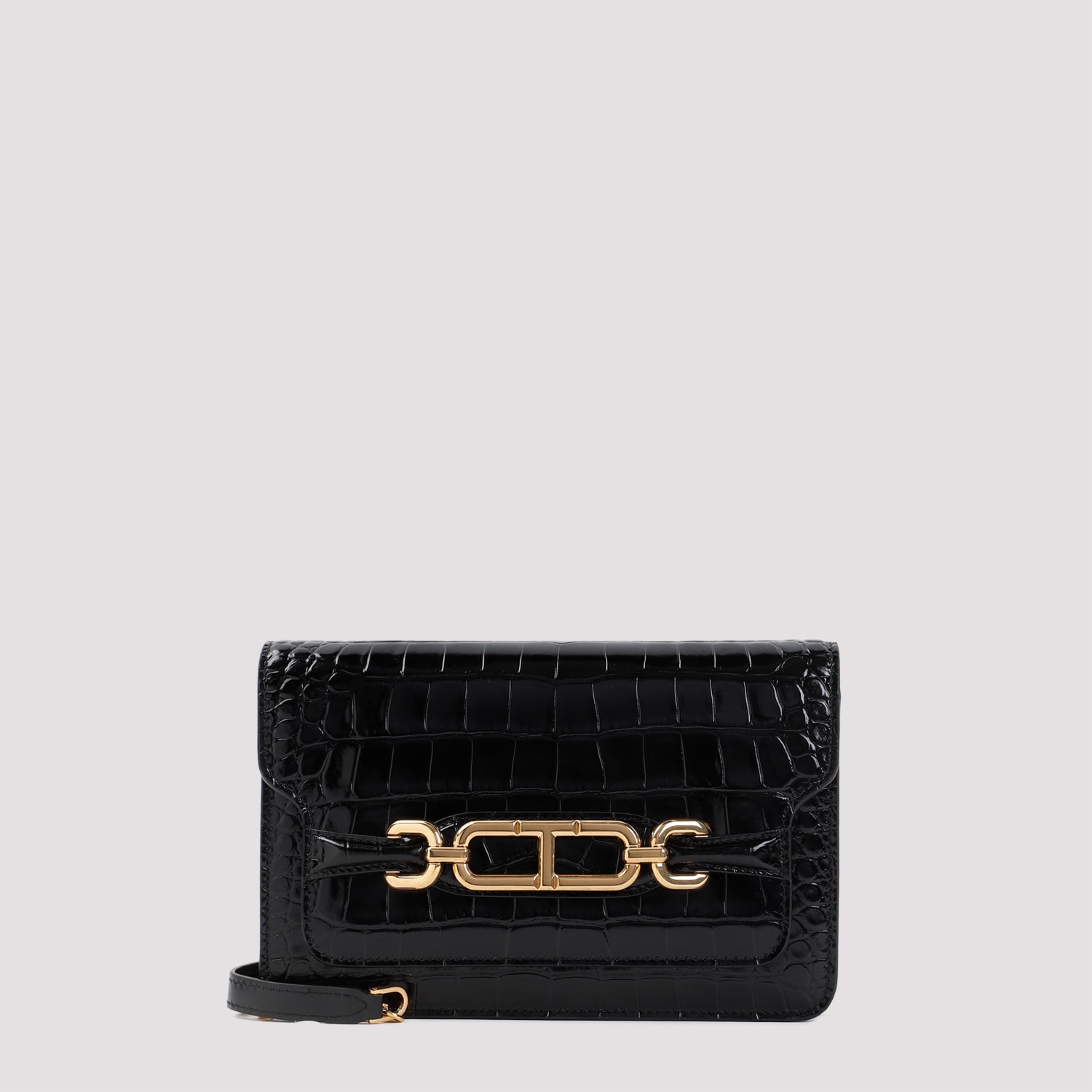 TOM FORD STAMPED CROC SMALL SHOULDER BAG 