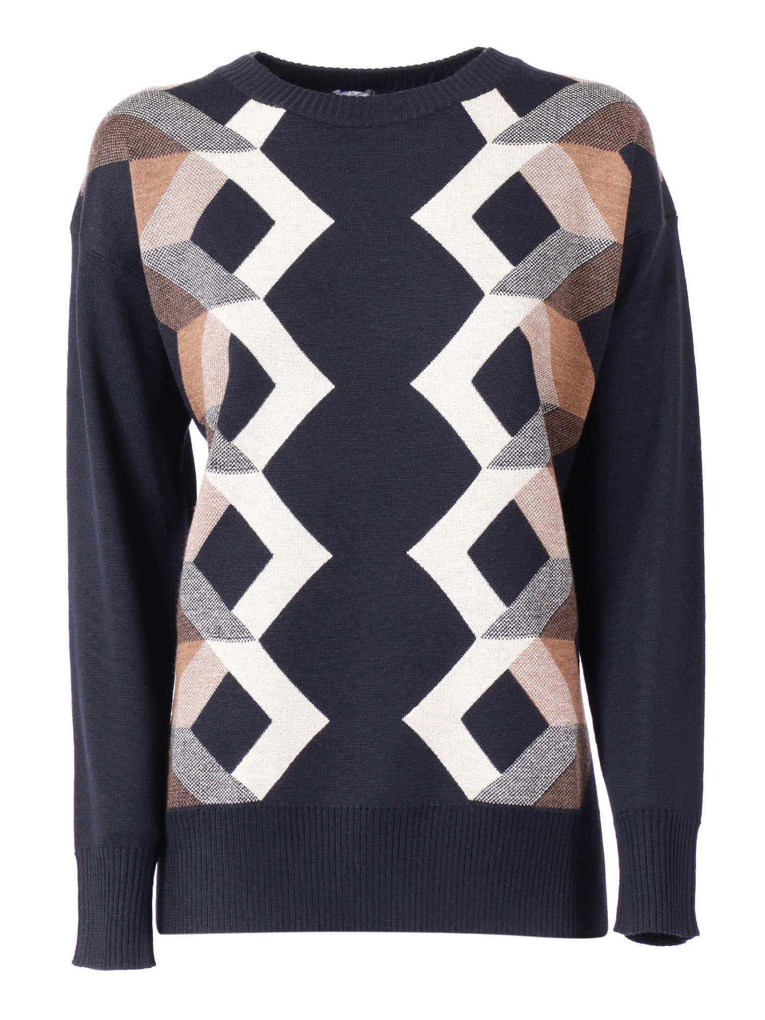 Lorena Antoniazzi Geometric-pattern Sweater In Blue