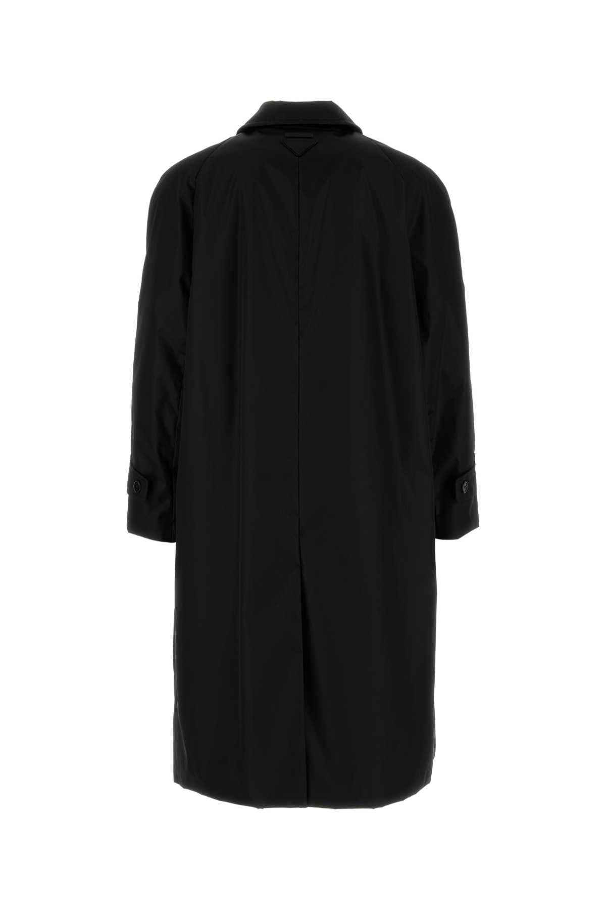 Prada Black Re-nylon Trench Coat In Black