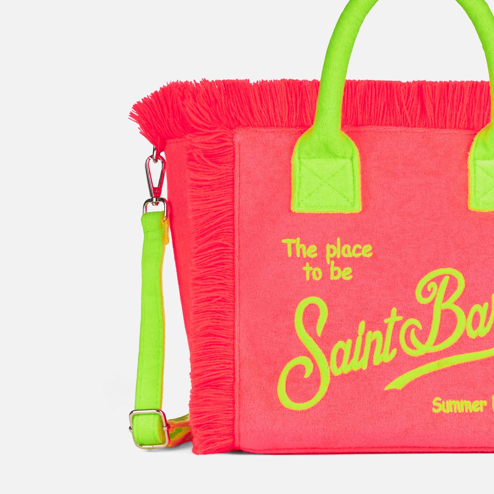 Shop Mc2 Saint Barth Colette Fuchsia Terry Handbag With Saint Barth Logo In Pink