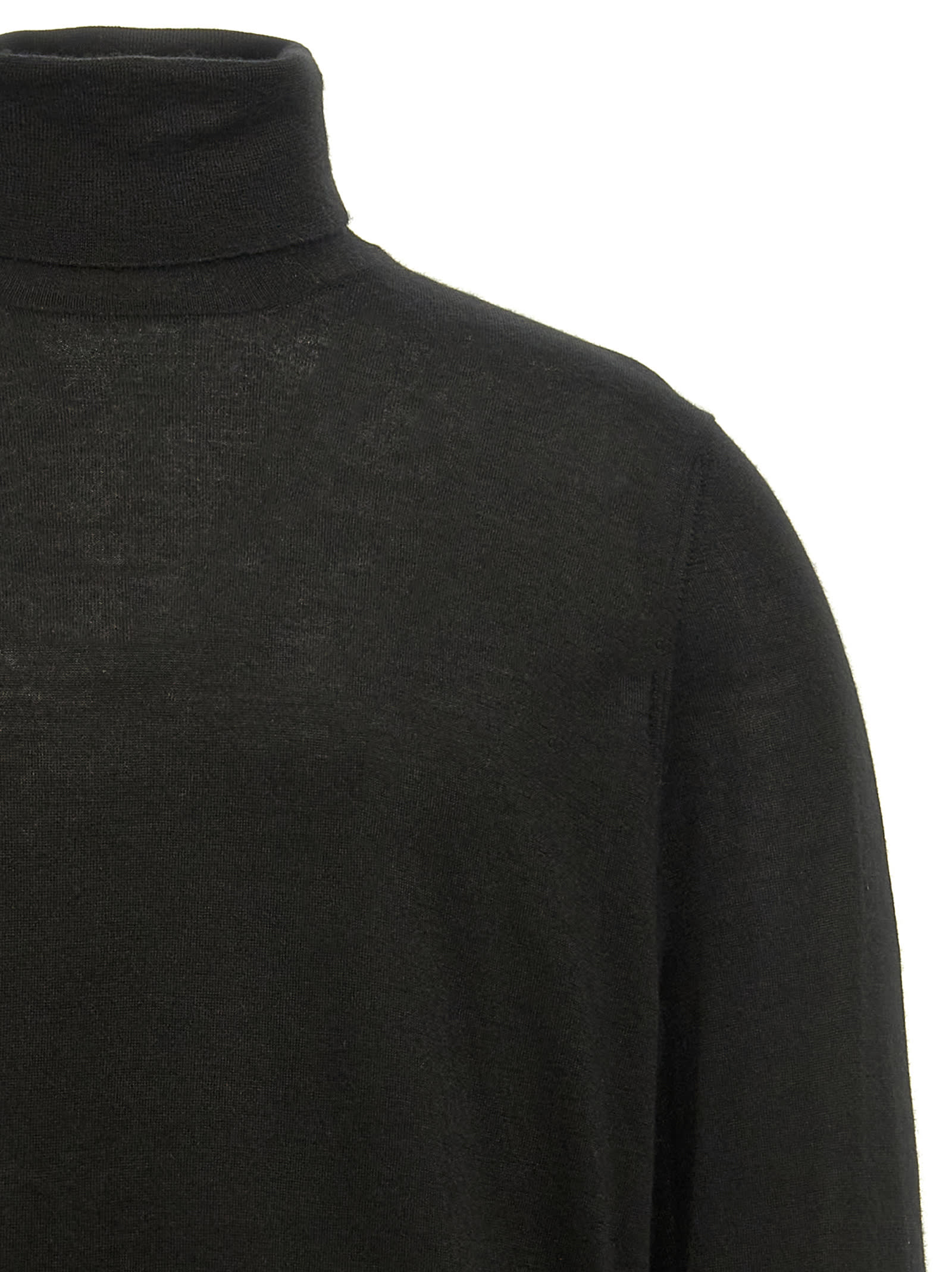 Shop Brunello Cucinelli Silk Cashmere Turtleneck Sweater In Black