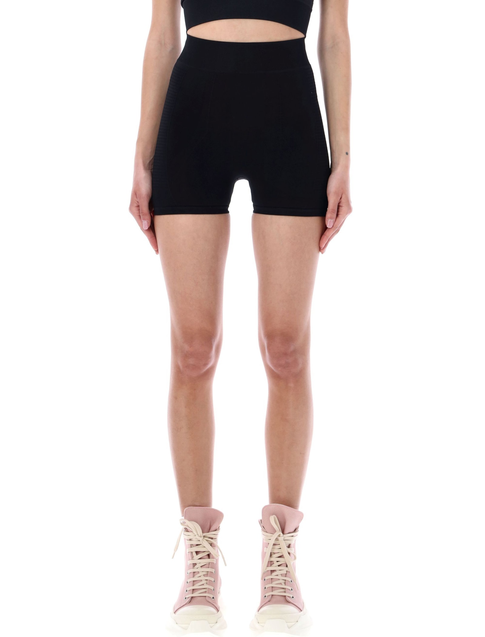 Rick Owens Ribbed-knit High-waist Shorts In Nero