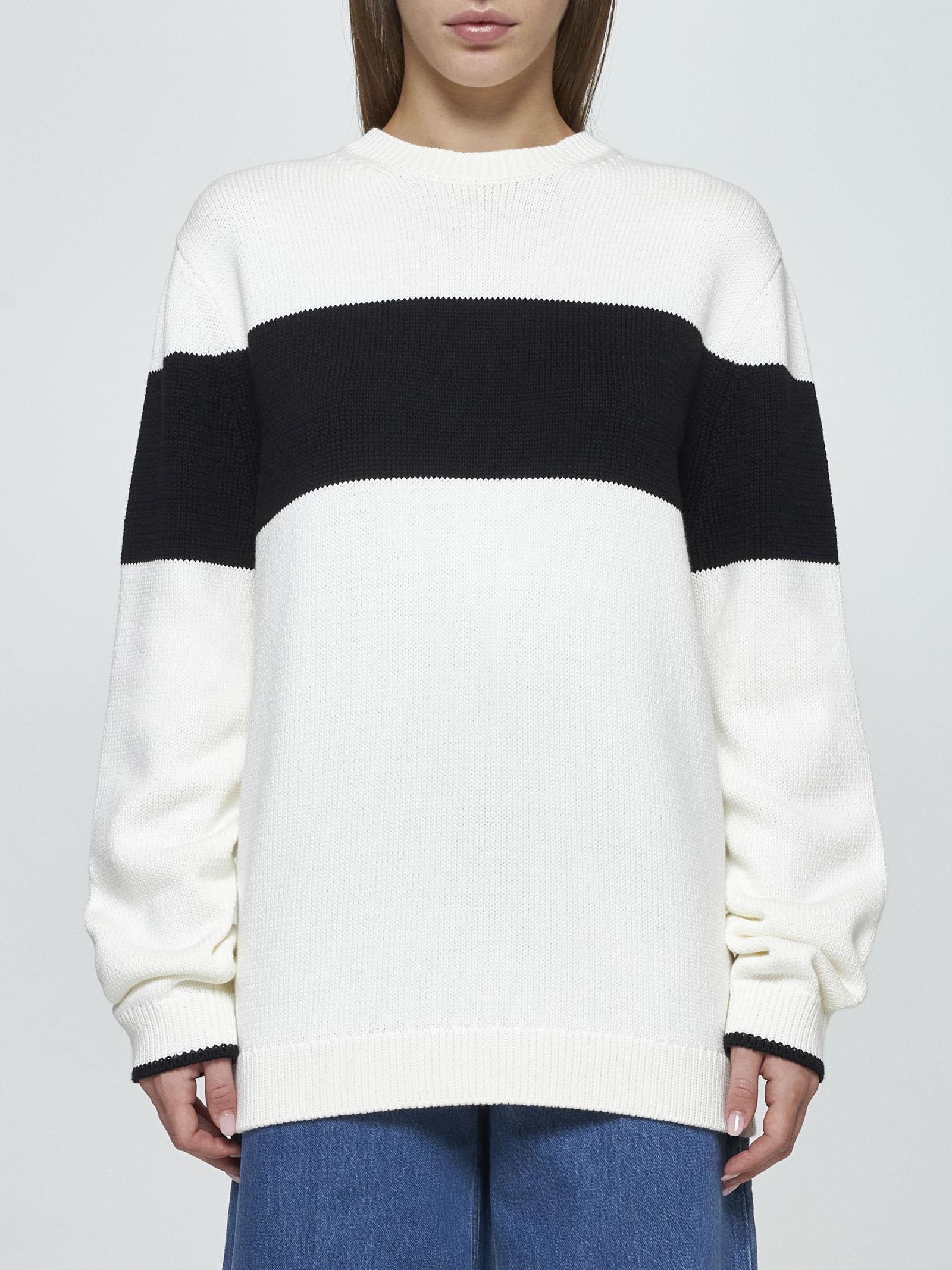 Shop Totême Cotton-blend Sweater In Bianco