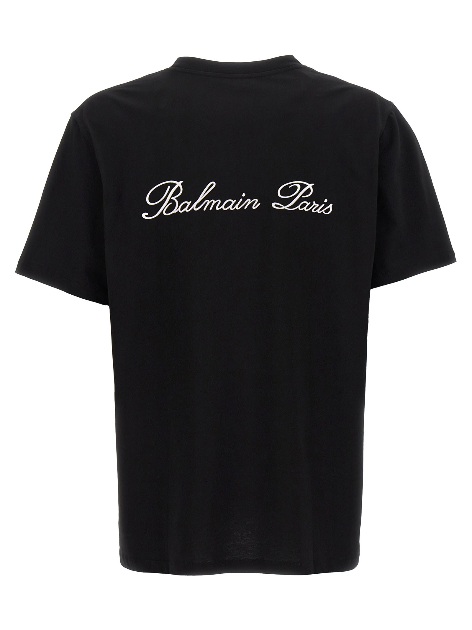 Shop Balmain Signature T-shirt In White/black