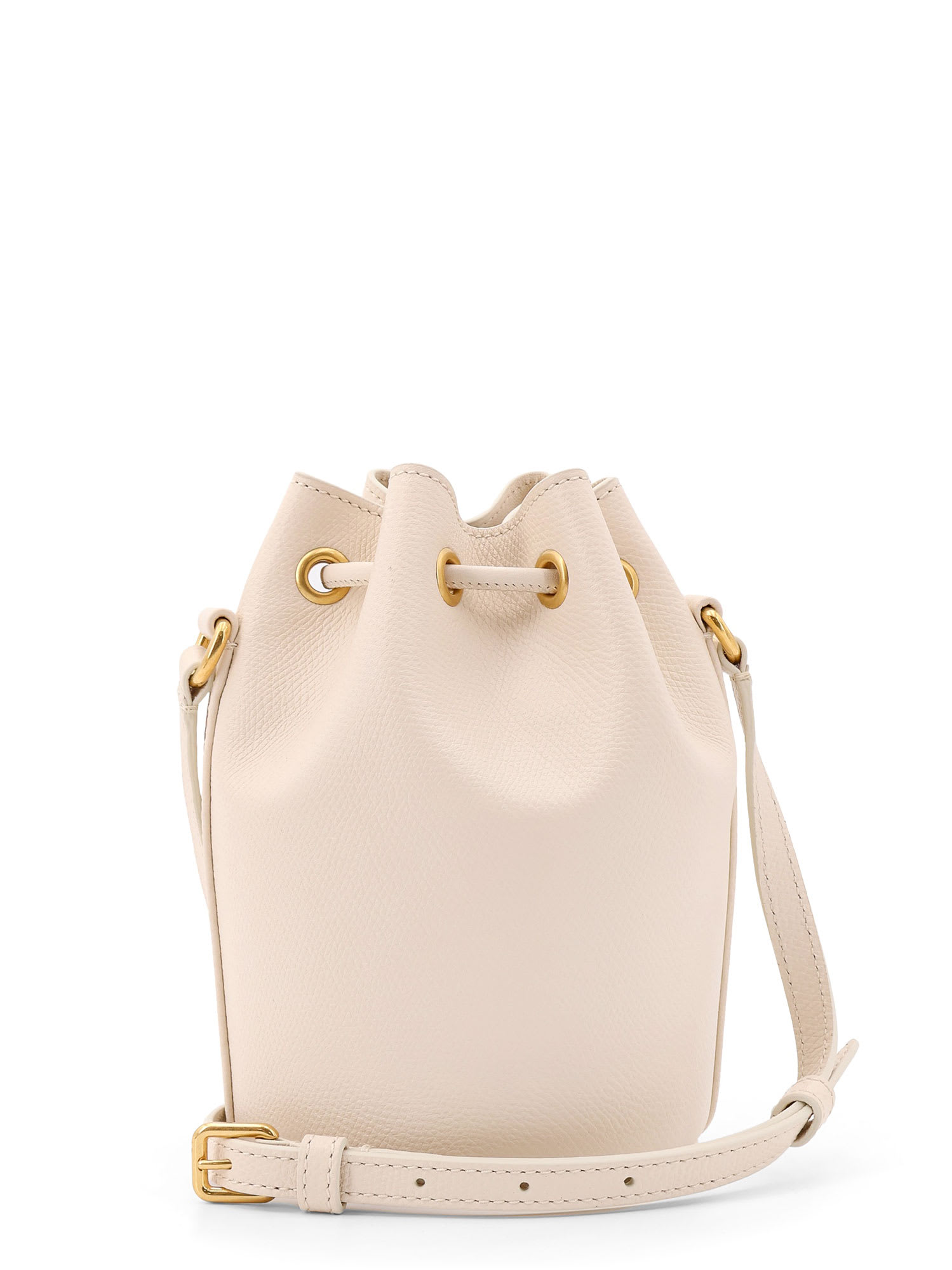 Valentino Ivory Leather Bucket Bag In Beige