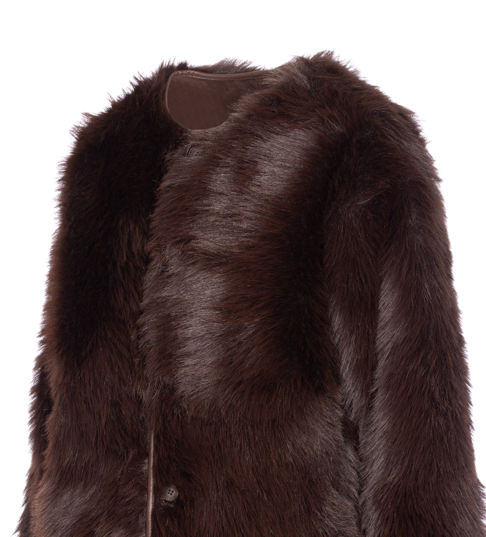 Urbancode Long Coat Faux Fur Reversible In Brown