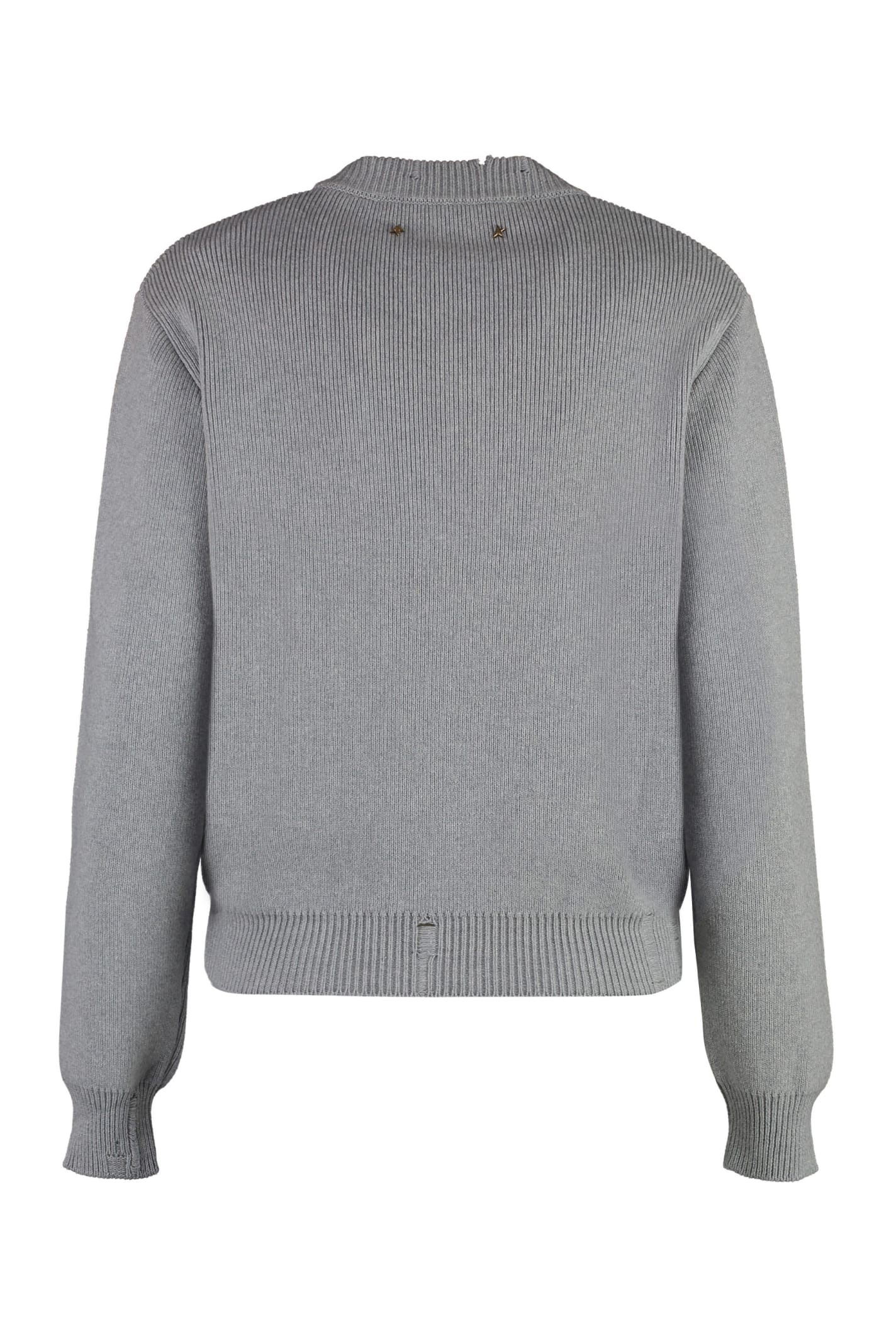 Shop Golden Goose Cotton Crew-neck Sweater In Grey