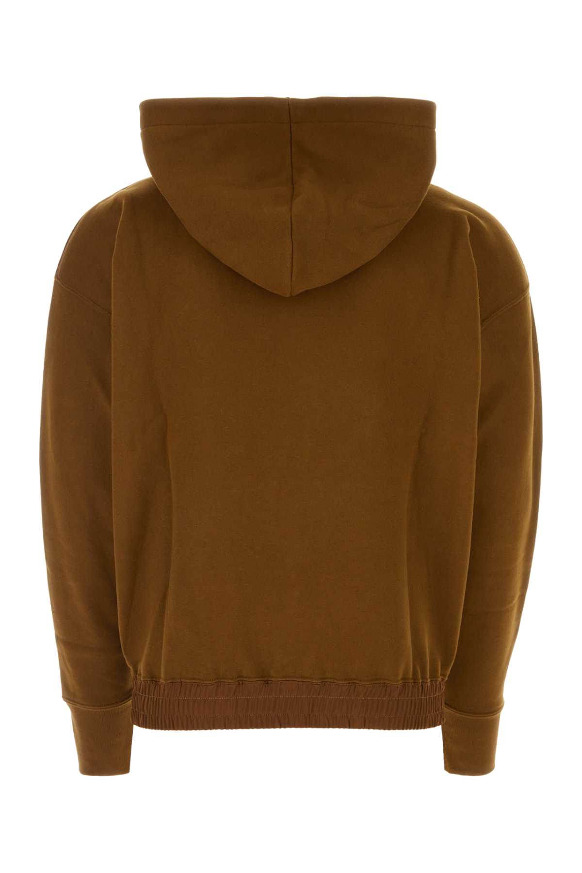 Shop Saint Laurent Brown Cotton Sweatshirt In Mordorekaki