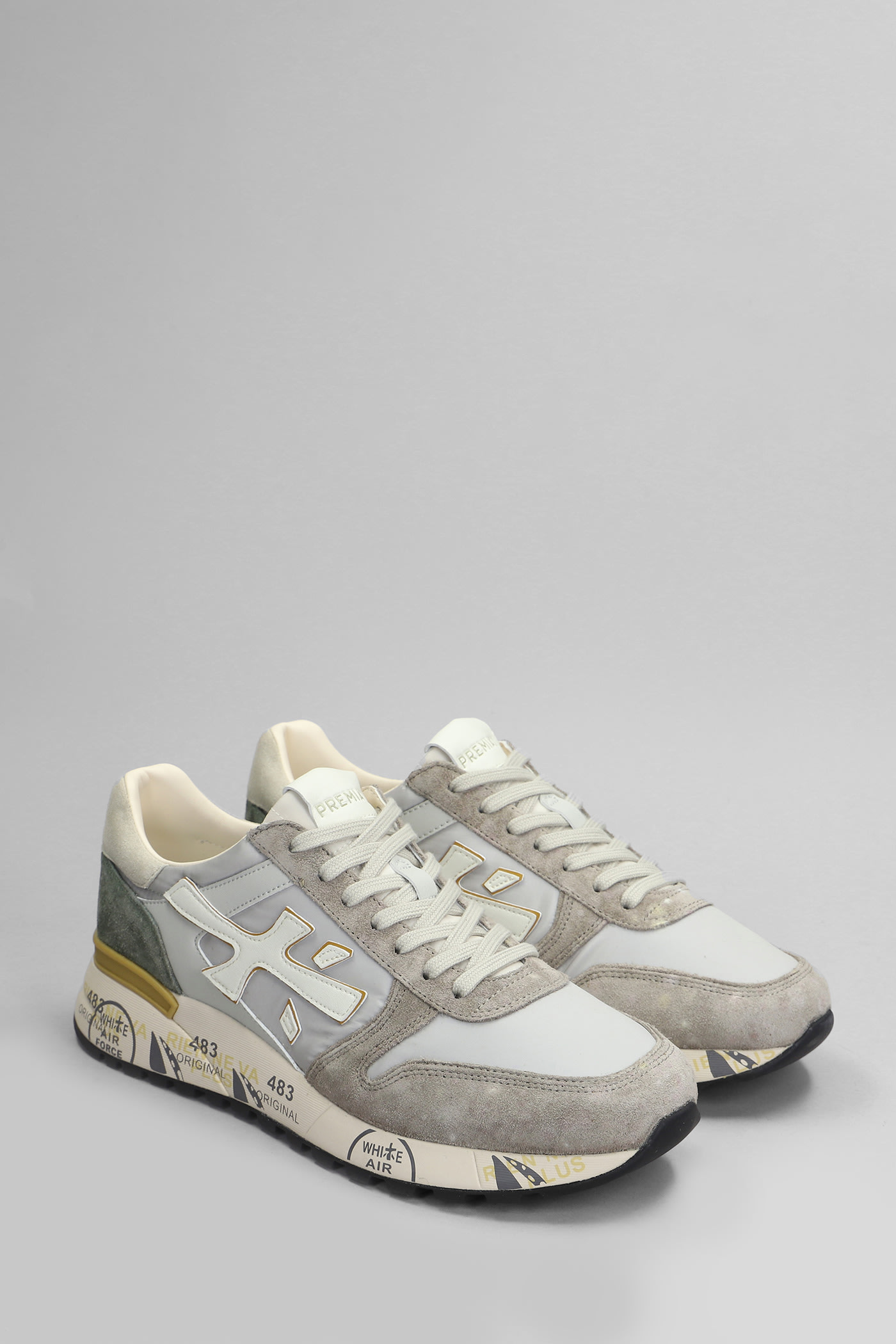 Shop Premiata Mick Sneakers In Beige Suede And Fabric