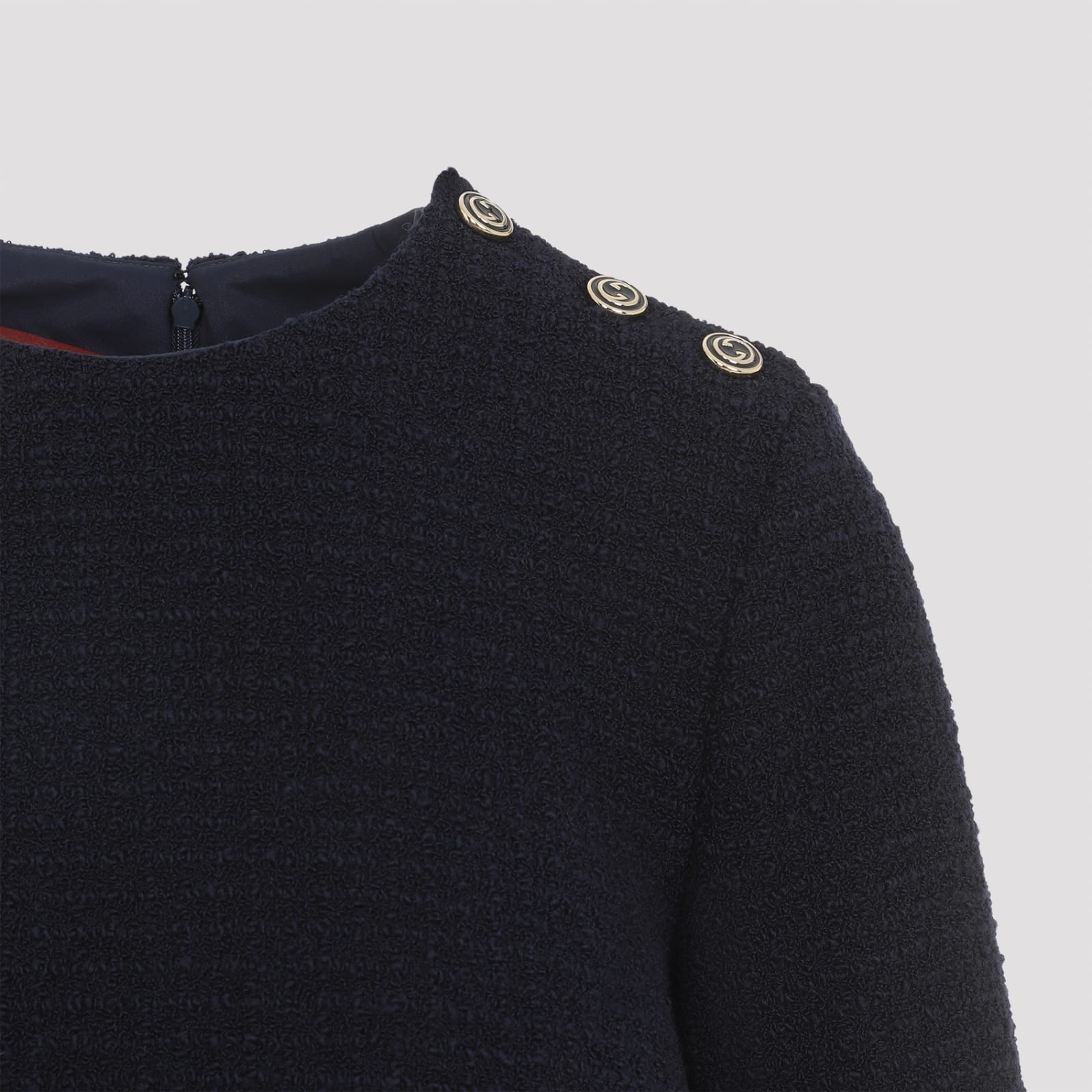 Shop Gucci Dark Blue Bouclã© Dress In Nightsky