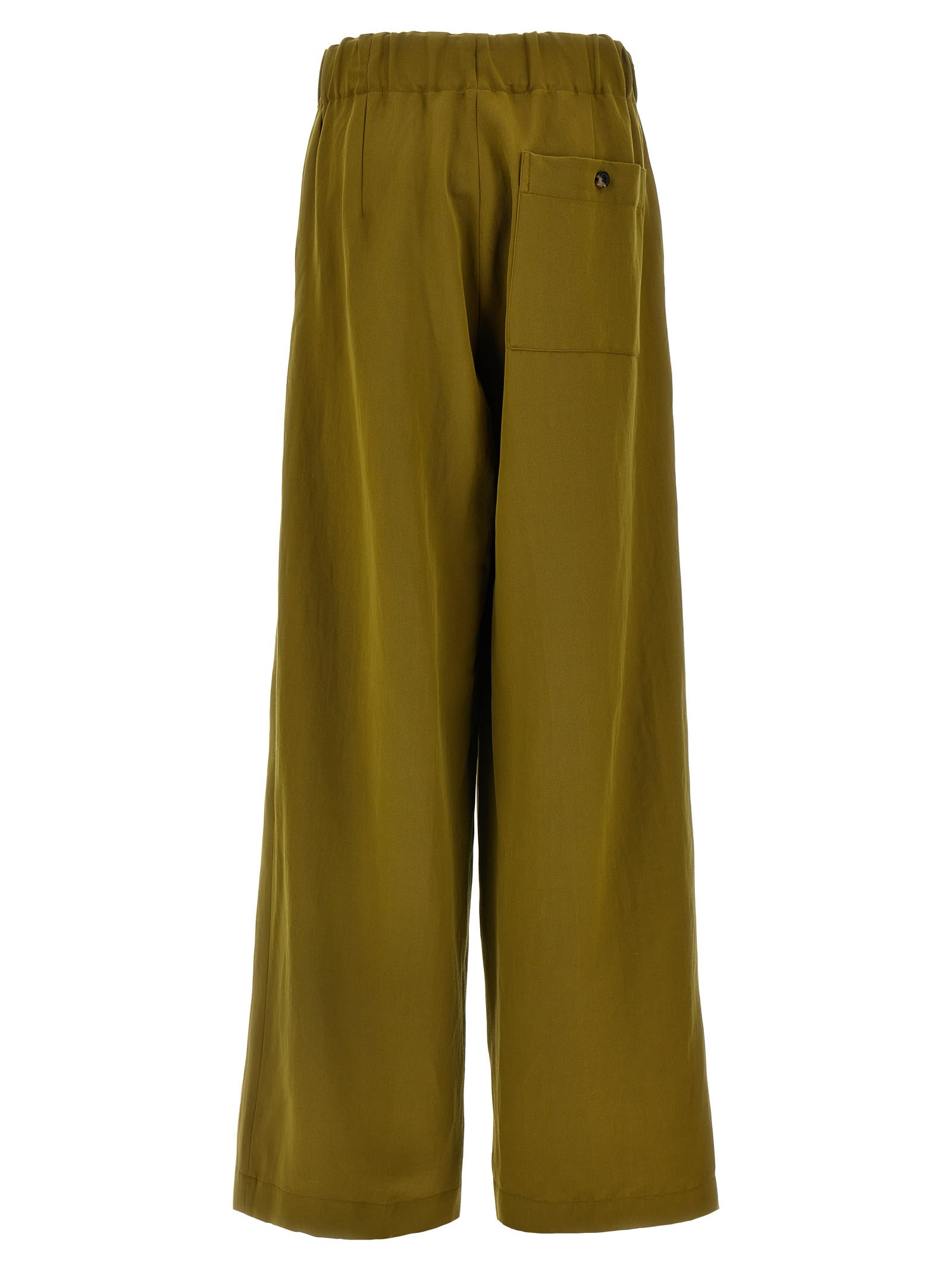 Dries Van Noten Trousers Wide Leg Elastic Waistband In Green