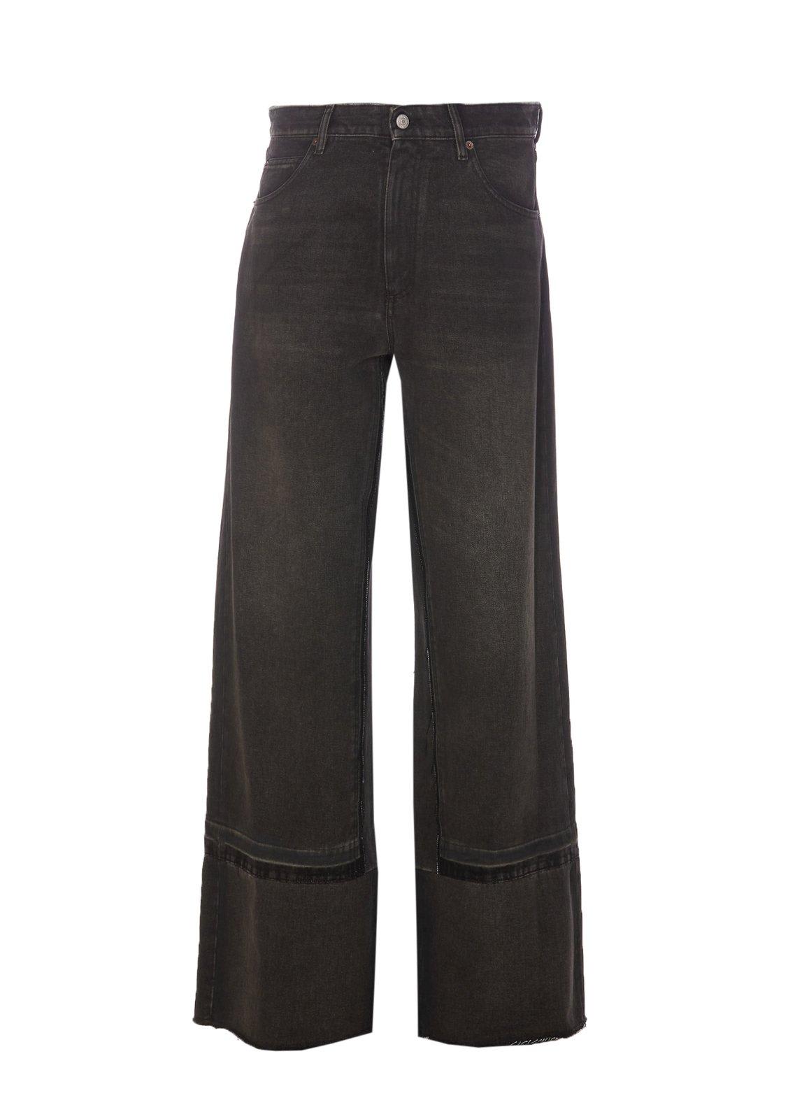 Shop Mm6 Maison Margiela Logo-patch Wide-leg Jeans In Wolf Grey