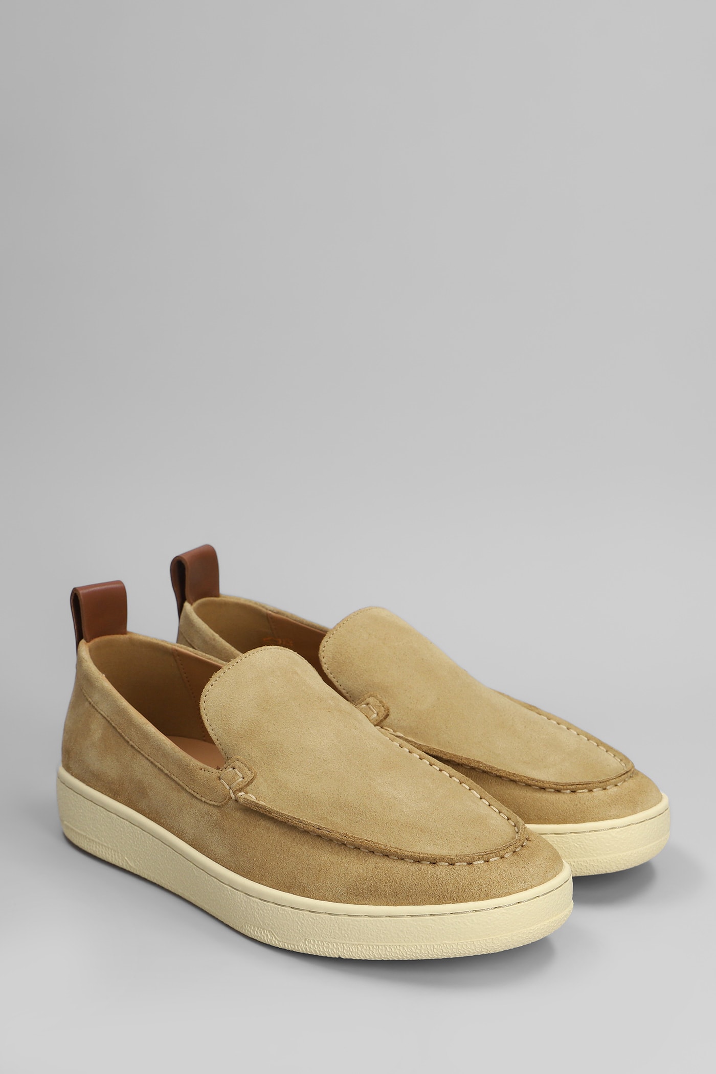 Lanvin Suede Slipper Loafers Dark Beige