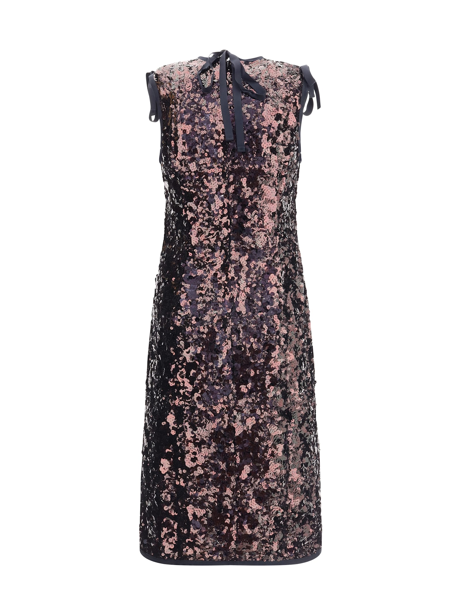 Prada Sequined Midi Dress In Metallic