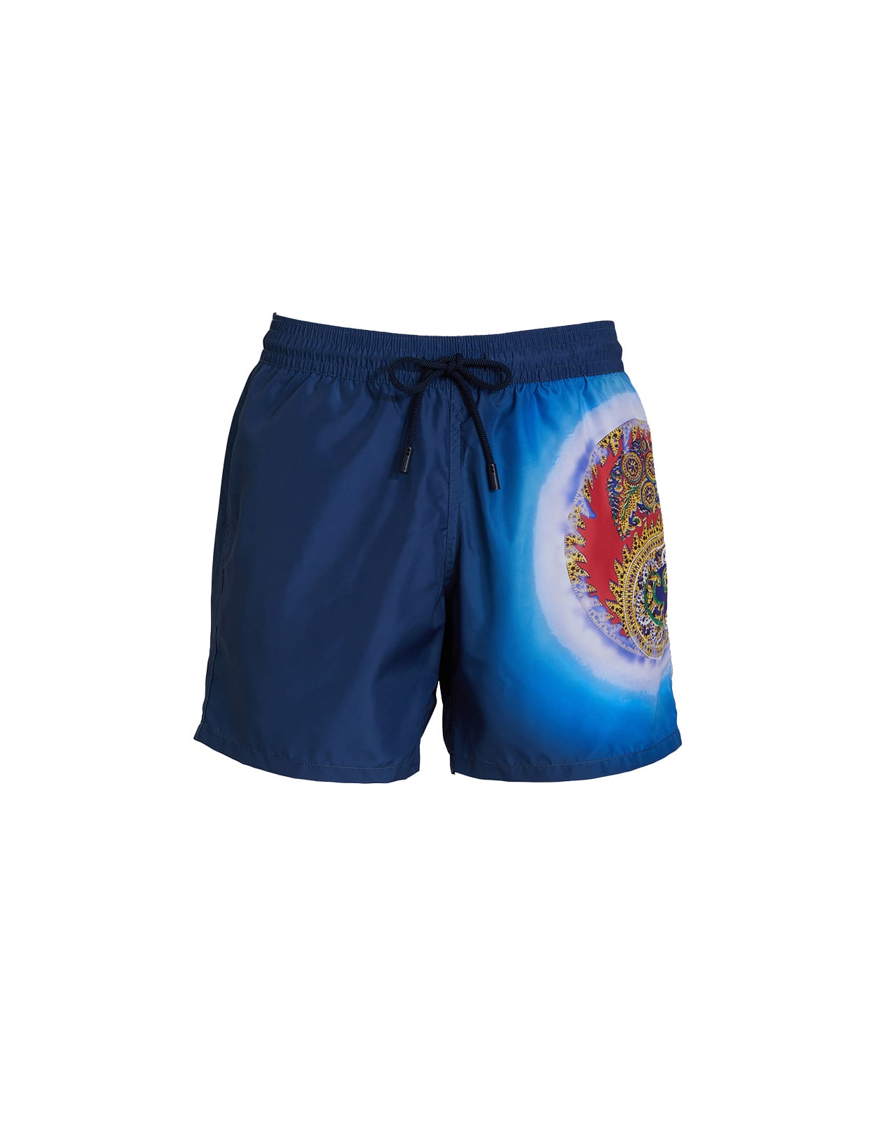 Etro Dark Blue Swim Shorts With Placed Paisley Print