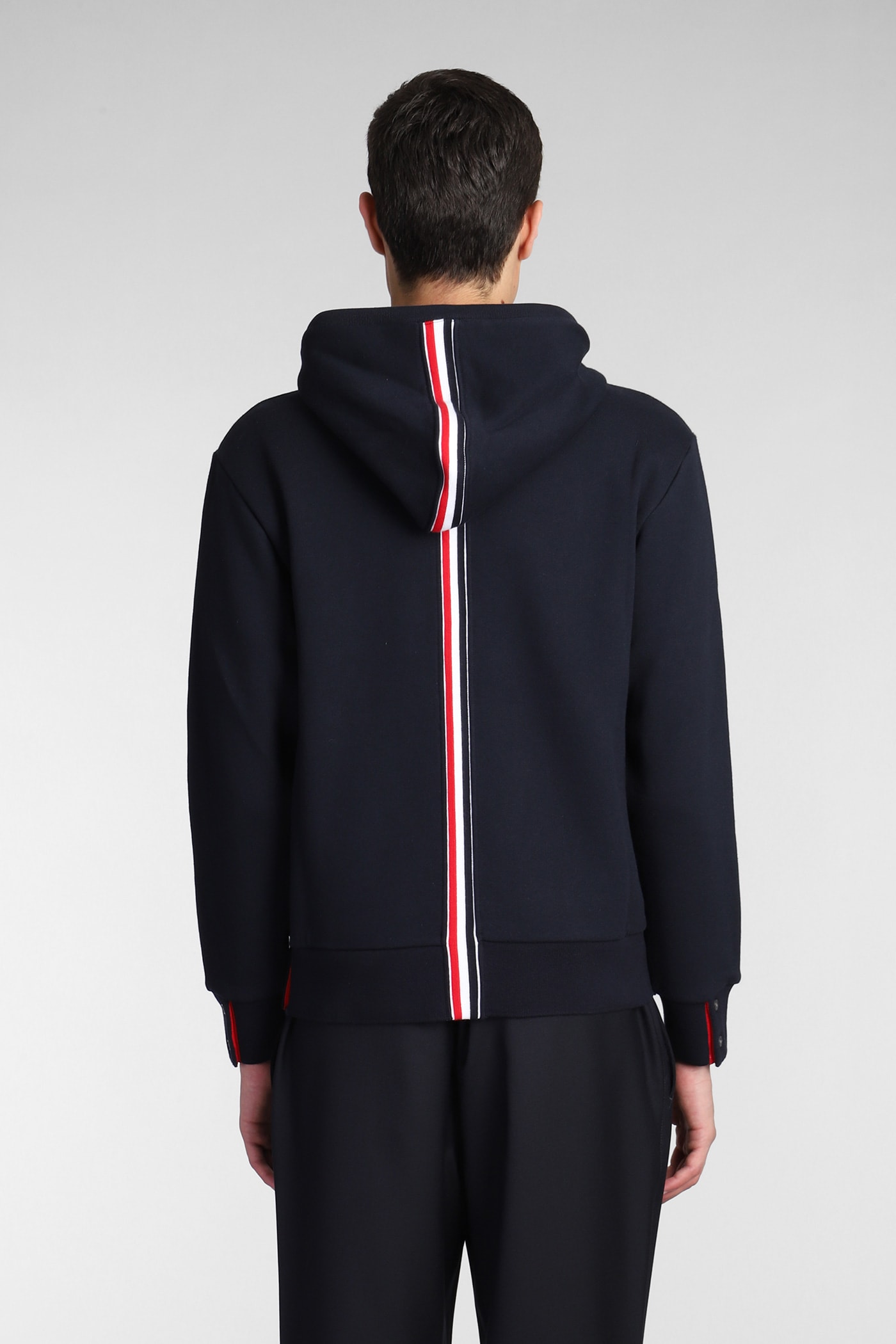 Thom Browne Hoodie Zip Classic Loopback Cotton Sweatshirt In Blue