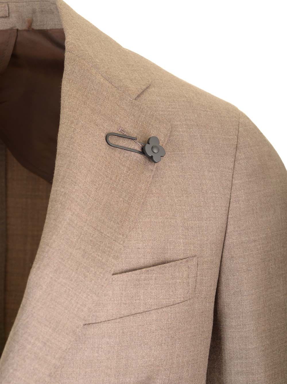 Shop Lardini Single Breasted Wool Suit In Beige