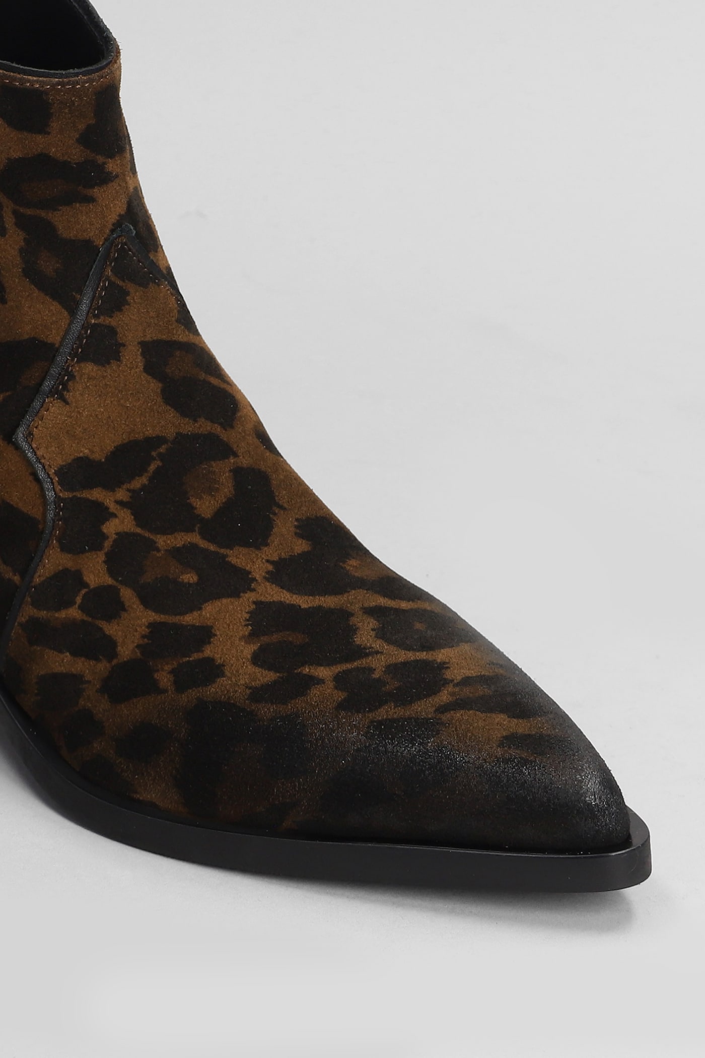 Shop Elena Iachi Texan Ankle Boots In Animalier Suede