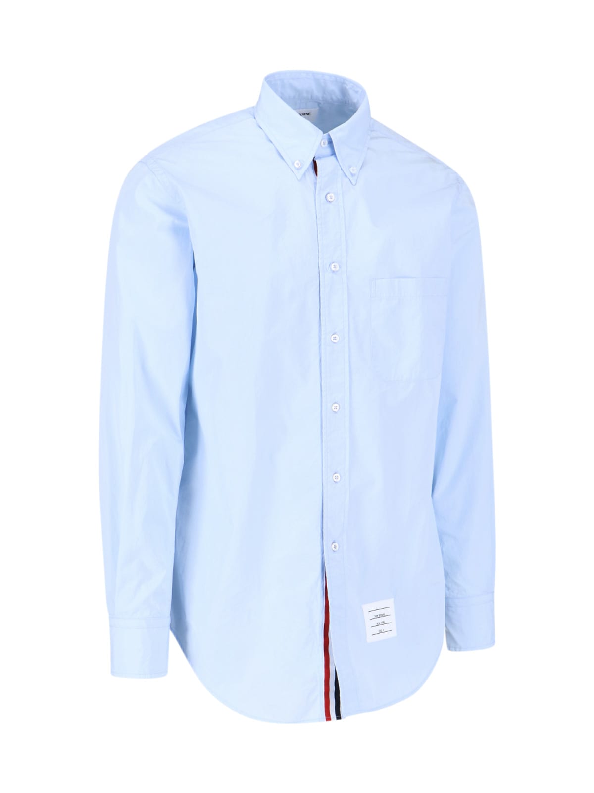 Shop Thom Browne Logo Shirt In Light Blue