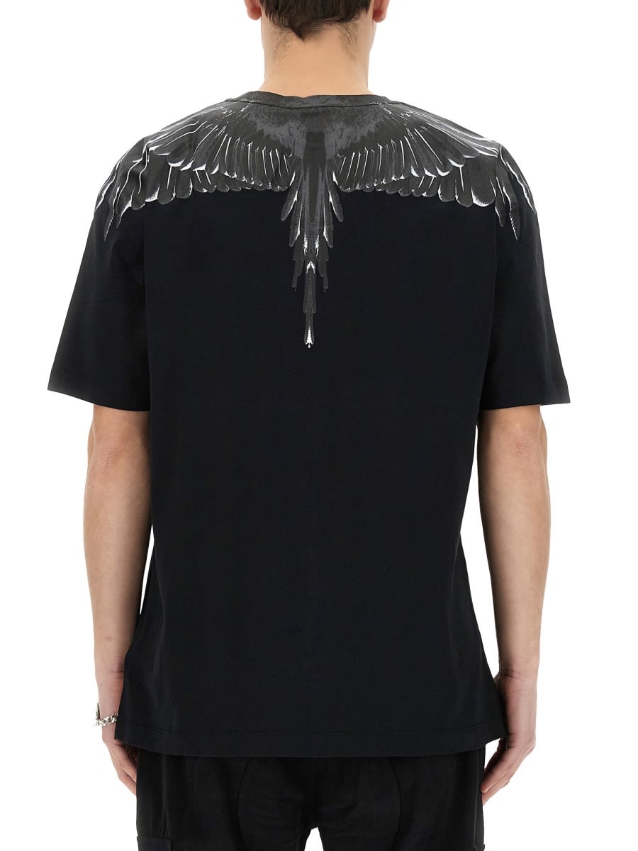 Shop Marcelo Burlon County Of Milan T-shirt With Icon Wings Print In Black