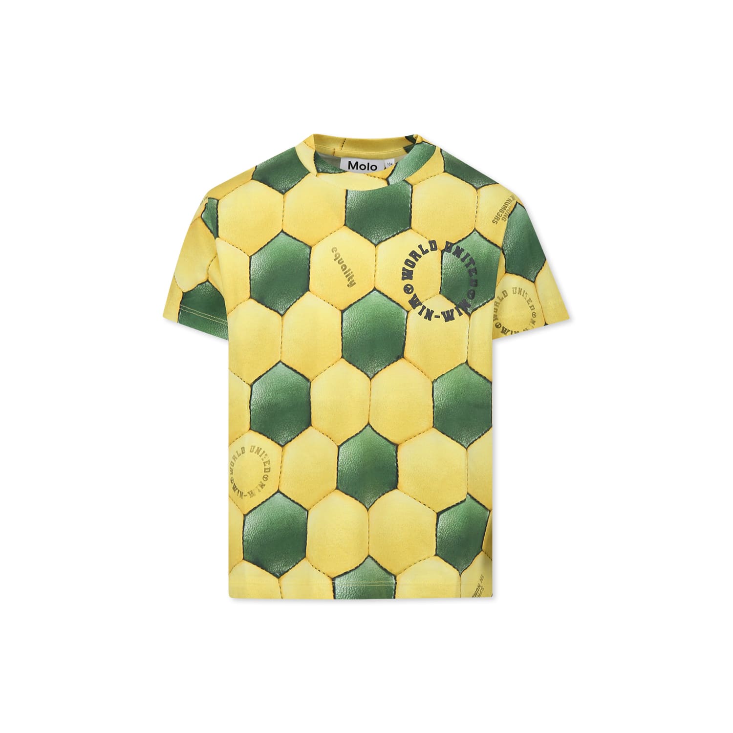 Molo Yellow T-shirt For Boy With Football Print In Yellow