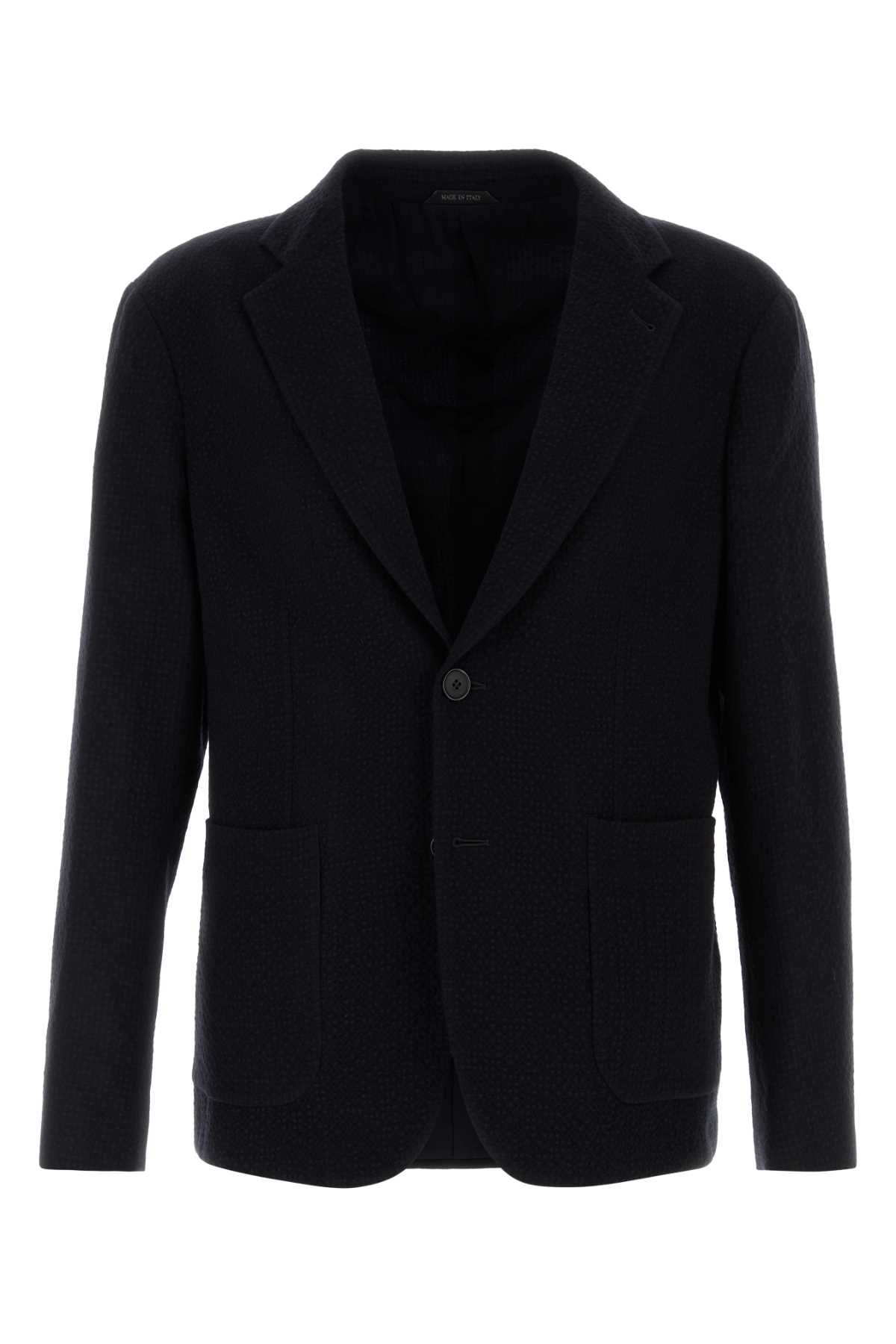 Midnight Blue Stretch Wool Blazer
