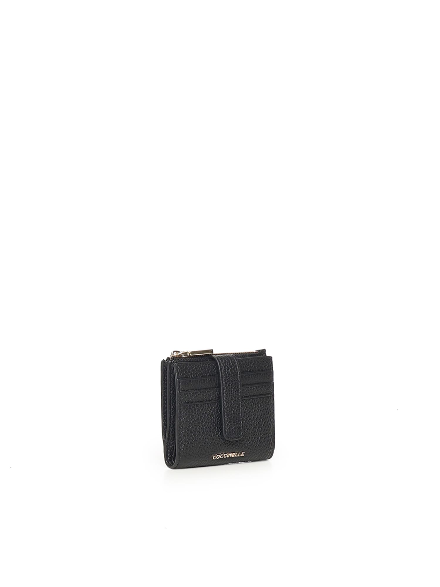 Coccinelle Metallic Soft Mini Wallet In Black