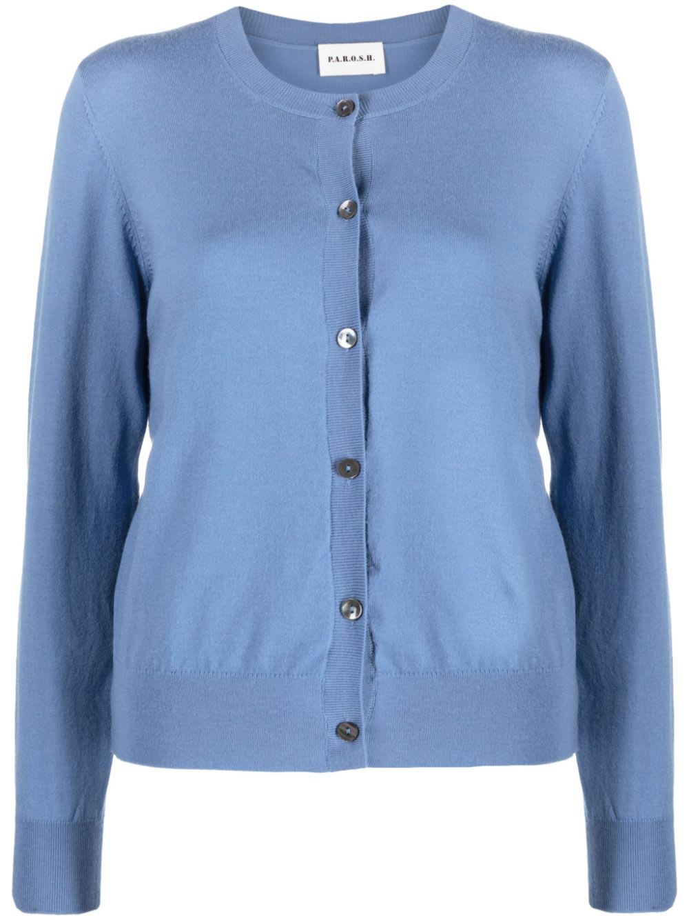 Shop P.a.r.o.s.h Crew Neck Cardigan In Light Blue Dust