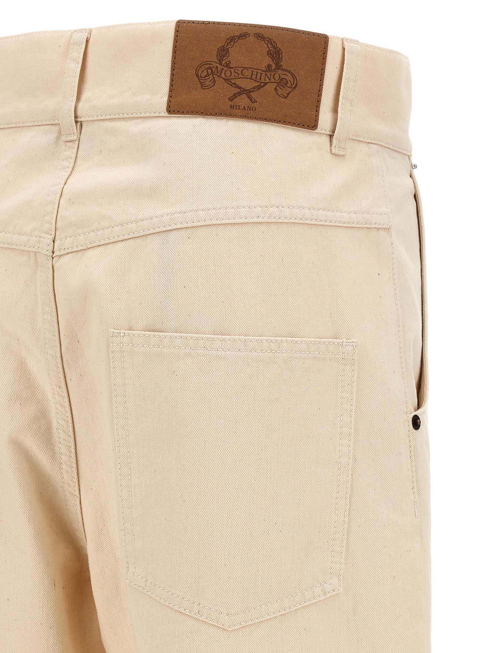 Moschino Trousers With Belt Loops And Pockets In Neutral