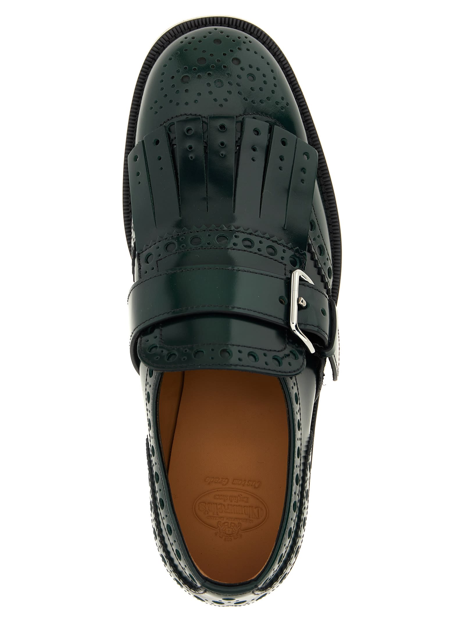 Church's Lace Up Shoes With Brogue And Fringe Detail In Green