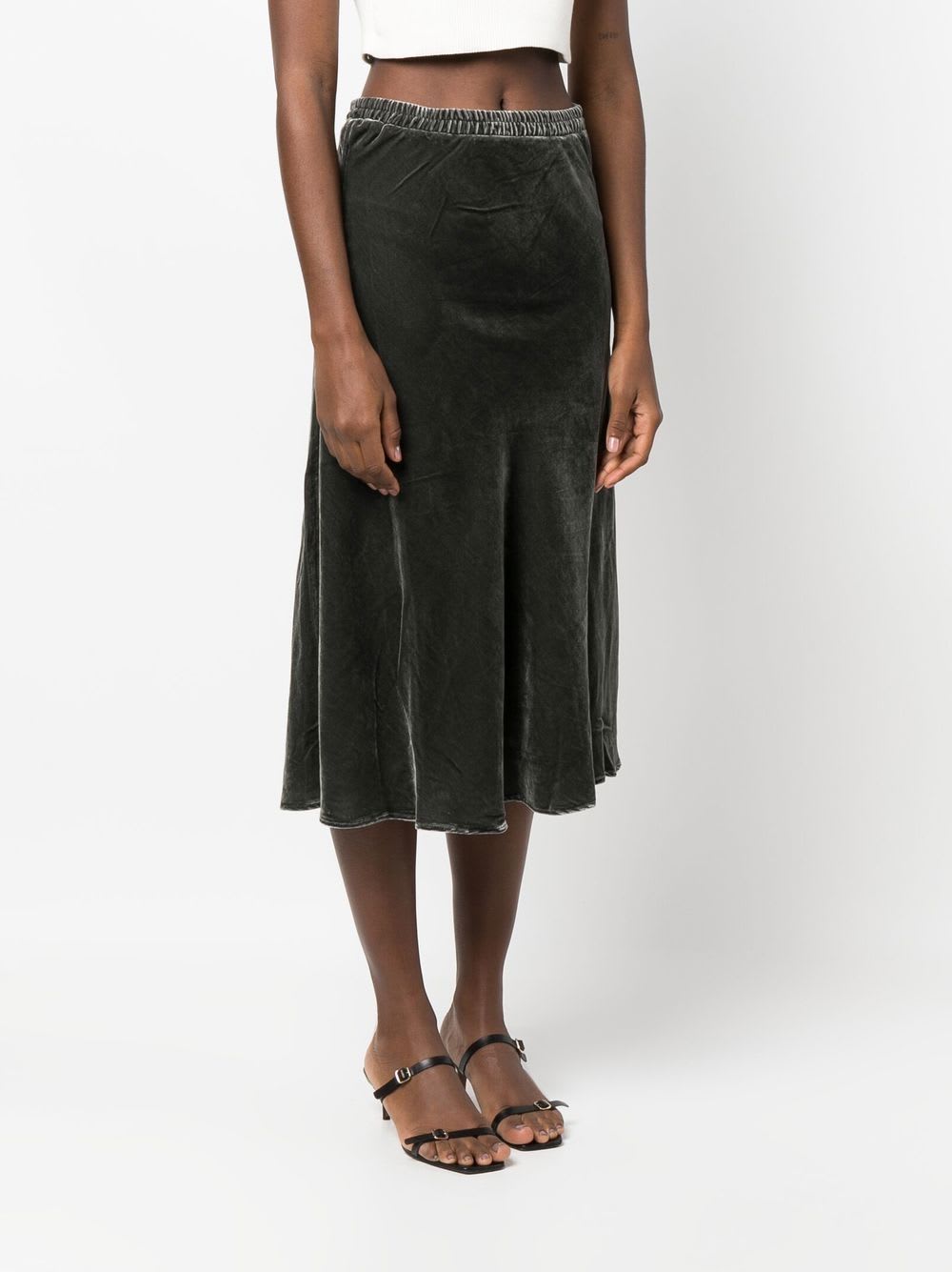 Gold Hawk Grey Velvet Flared Midi Skirt In Gray