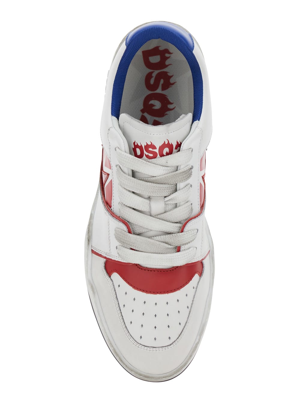 Dsquared2 White Sneakers With Distressed Effect And Logo On The Heel In White