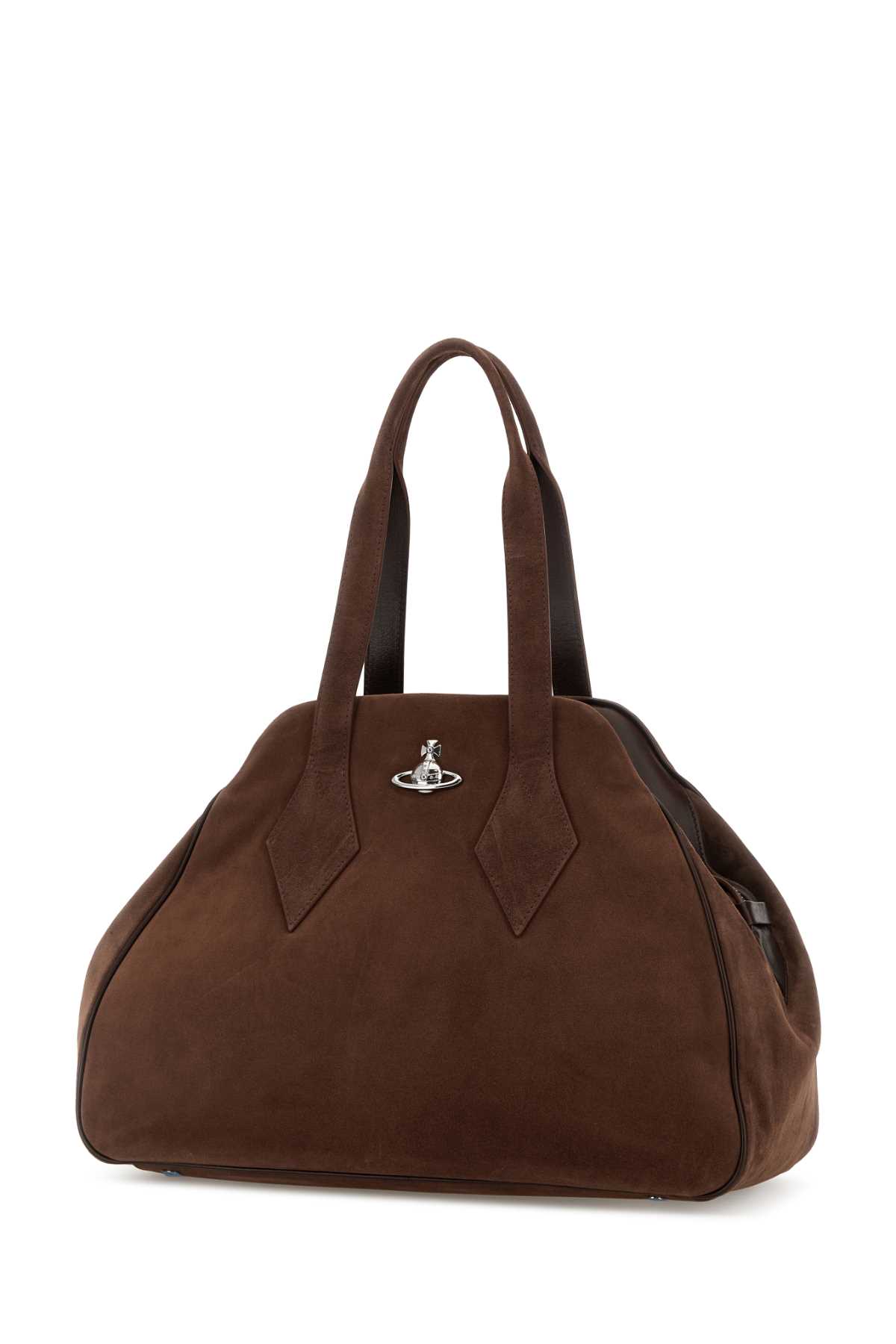 Vivienne Westwood Chocolate Suede Large Yasmine Shoulder Bag In Brown