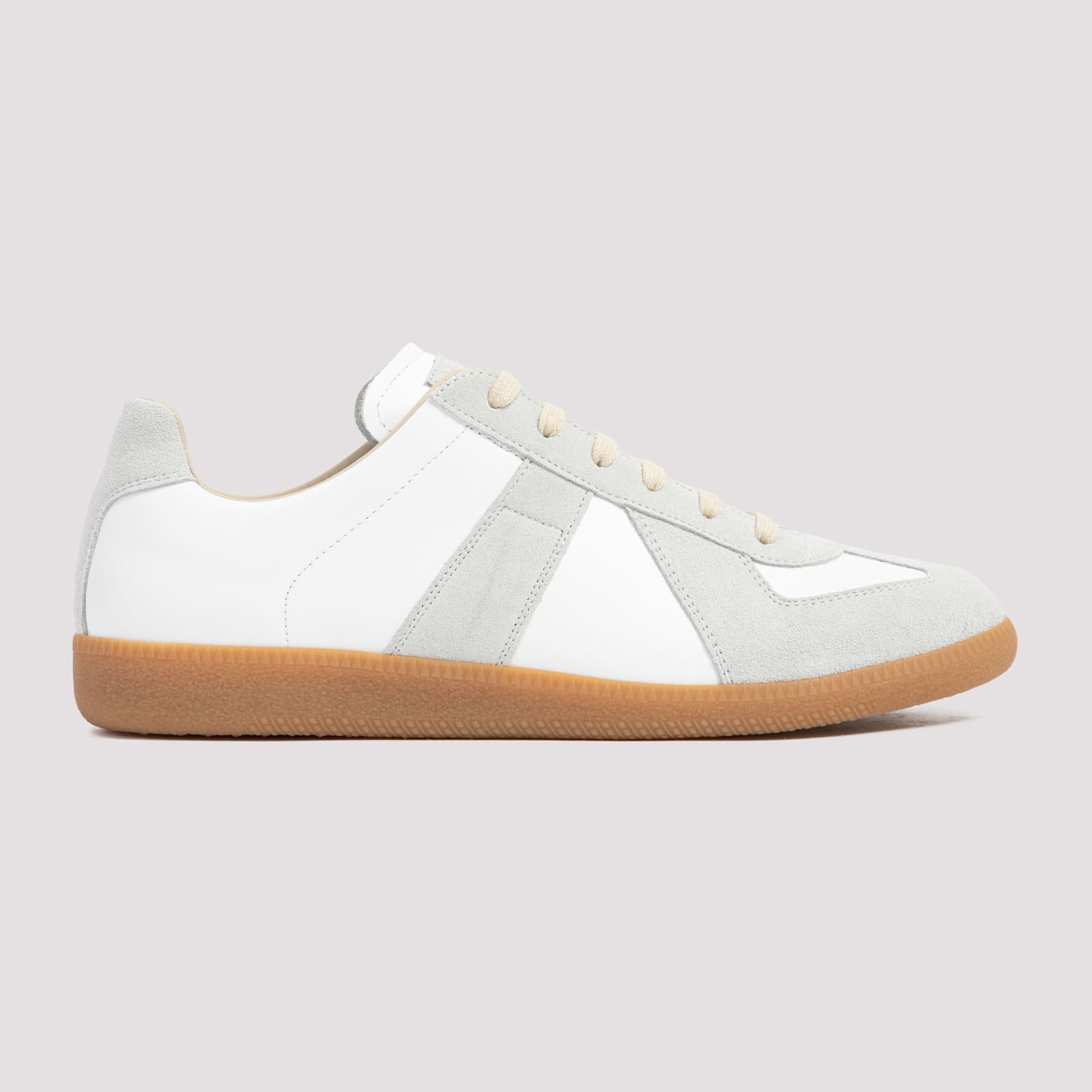 Maison Margiela White Sneakers With Smooth And Textured Accents In Multi