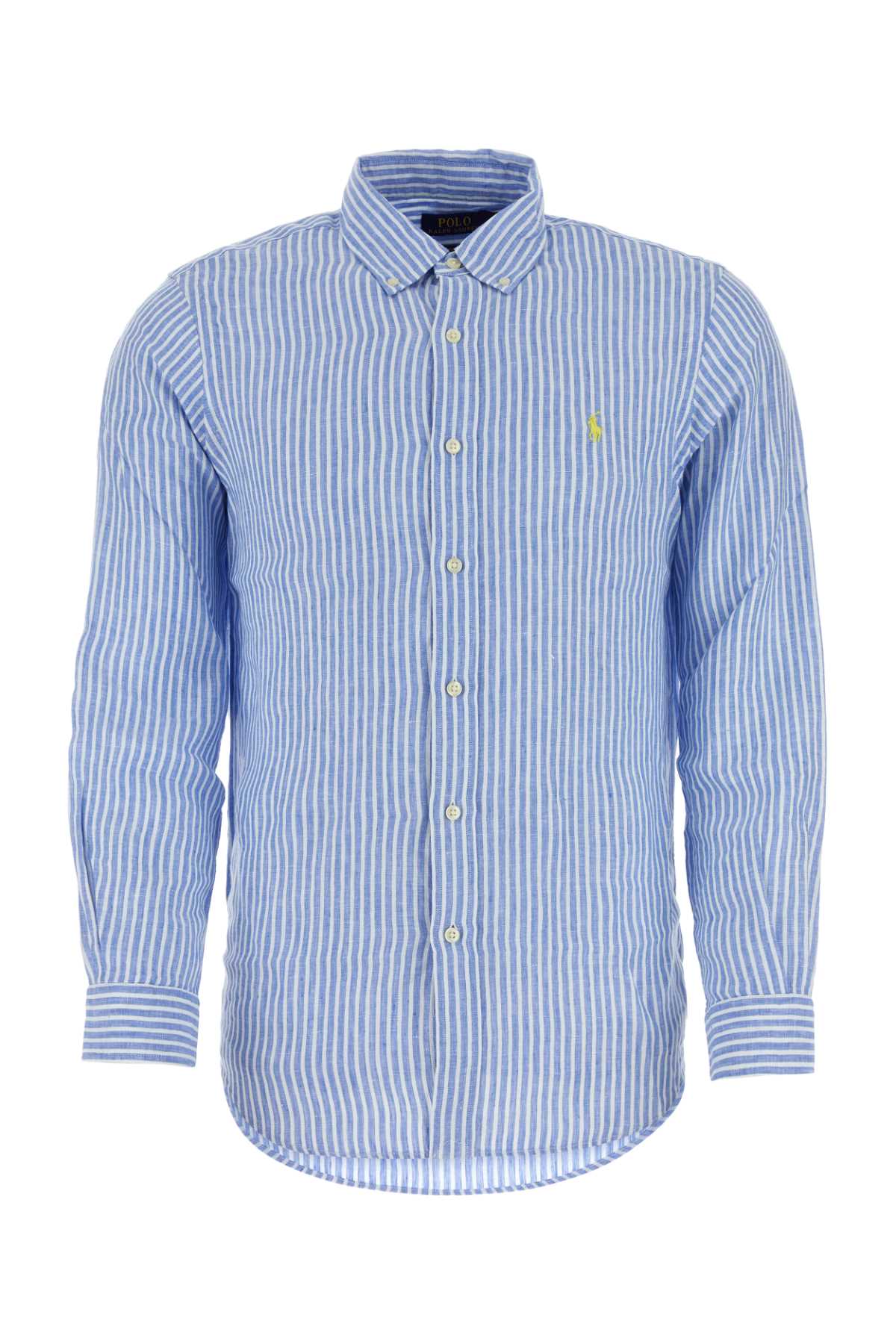 Shop Polo Ralph Lauren Embroidered Linen Shirt In Bluewhite