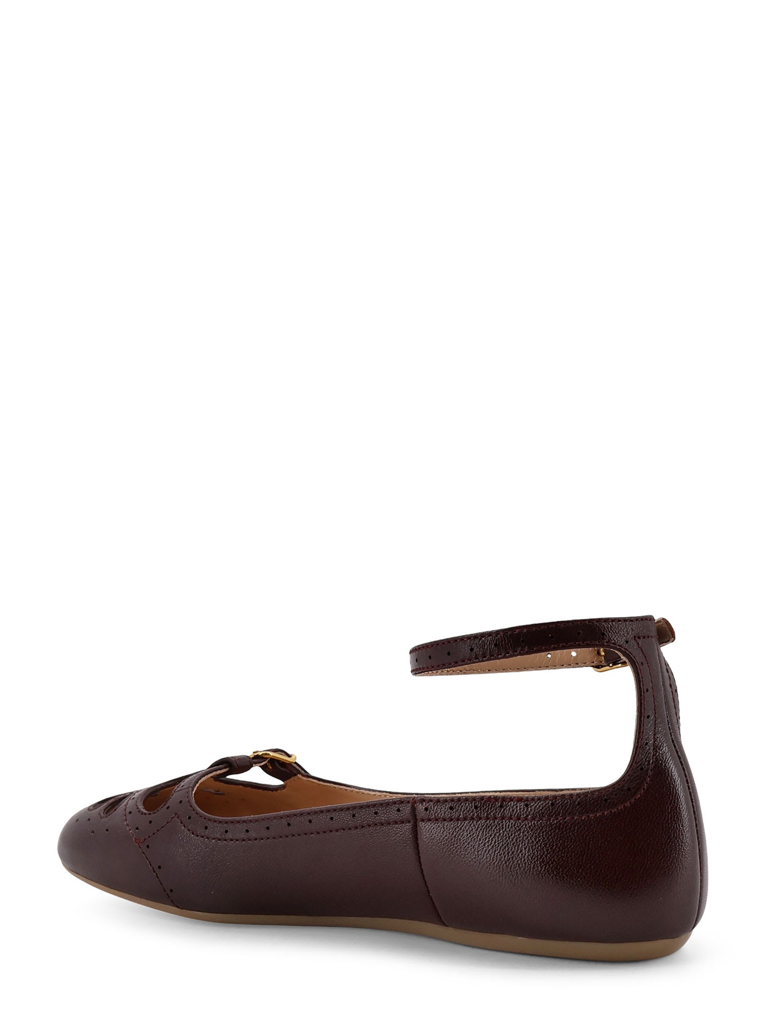 Chloé Lace-up Ballerina Shoes Cut-out Design In Brown