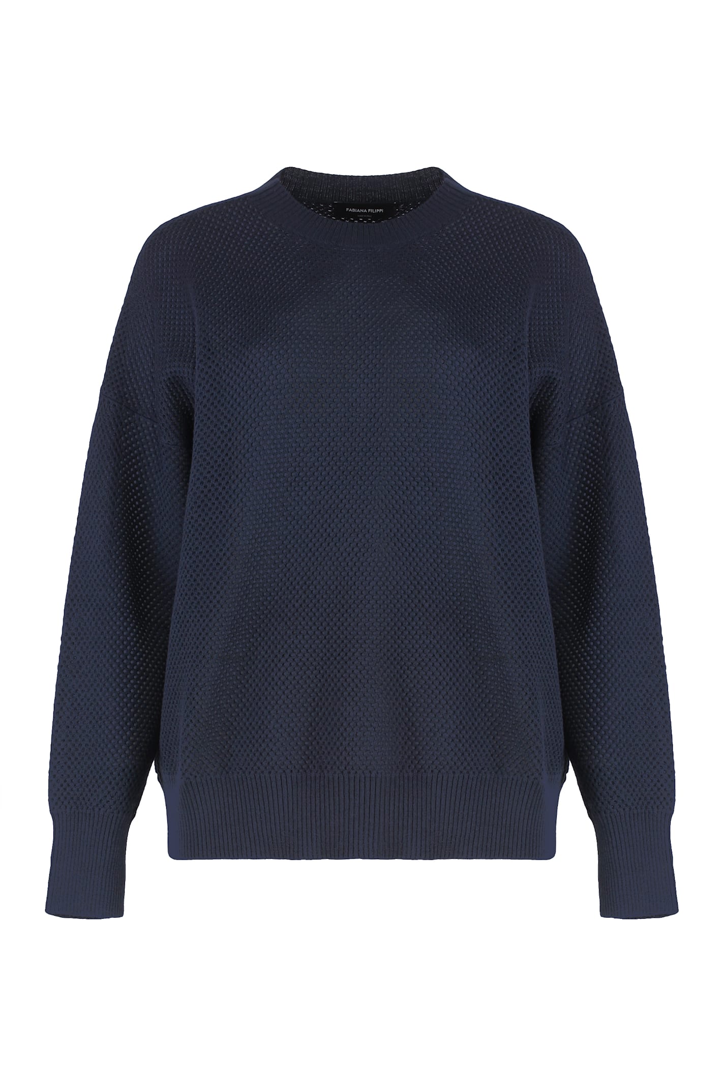 Fabiana Filippi Crew-neck Sweater With Lurex In Blue