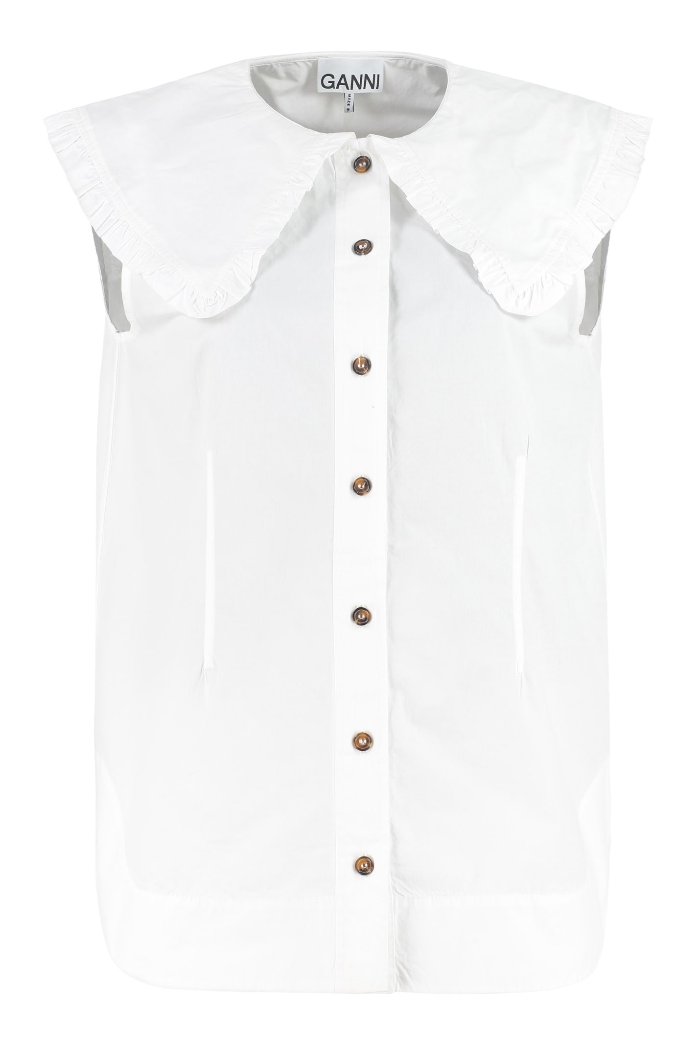 Ganni Maxi Collar Cotton Shirt