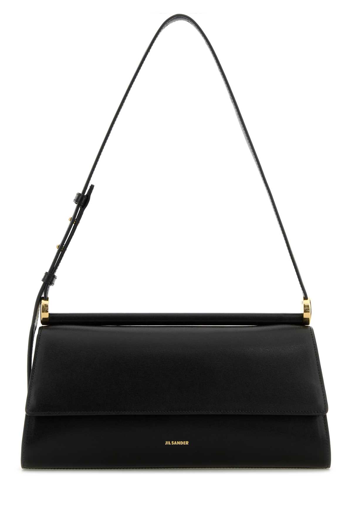 Shop Jil Sander Black Leather Ghost Shoulder Bag In 001