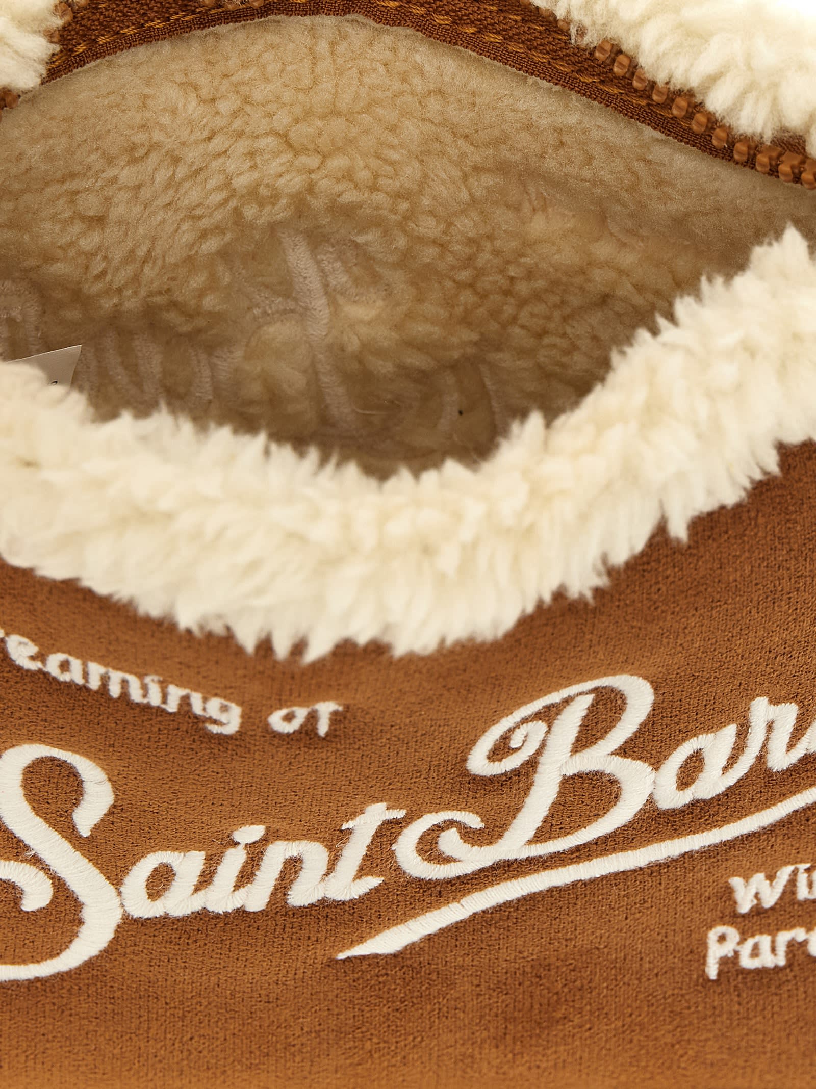 Mc2 Saint Barth Aline Shearling Clutch In Brown