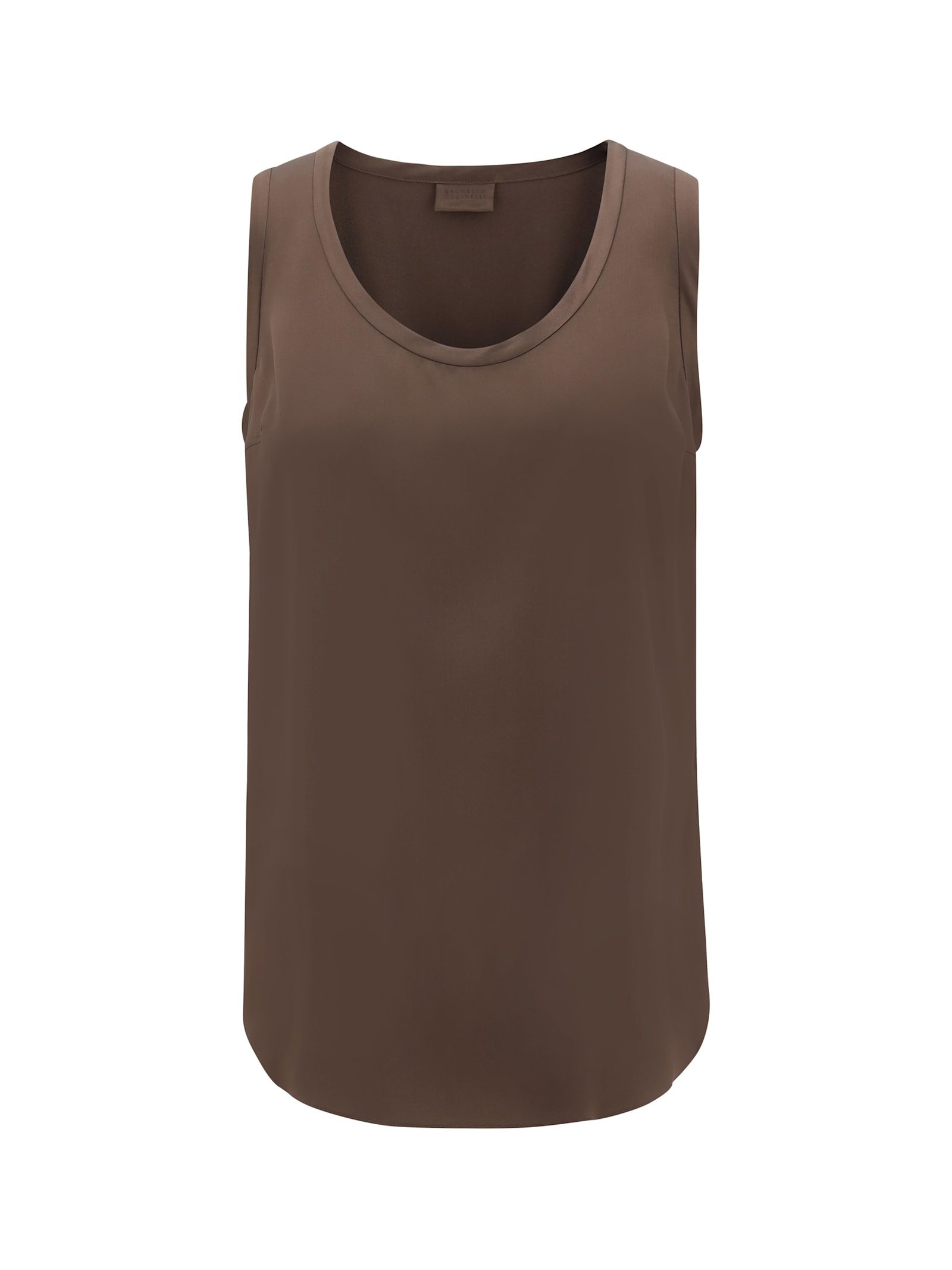 Brunello Cucinelli Silk Top In Brown